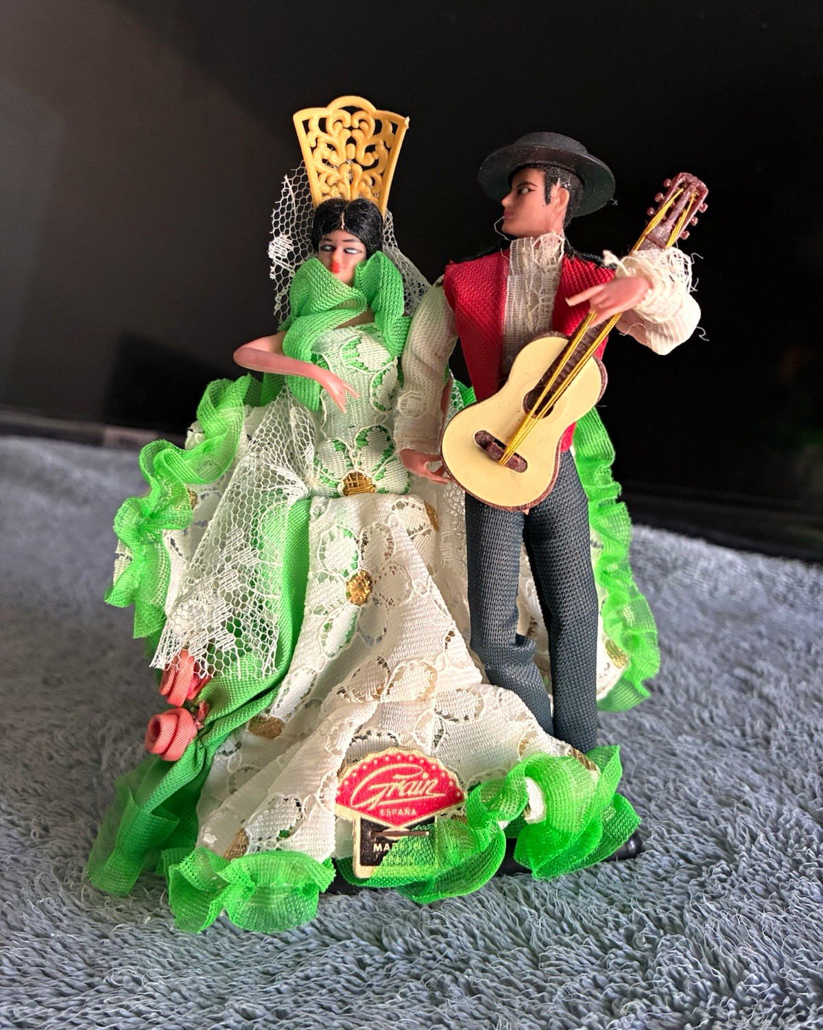 Vintage Souvenir Pair of Marin Chiclana Spanish Flamenco Dancer and Guitarist