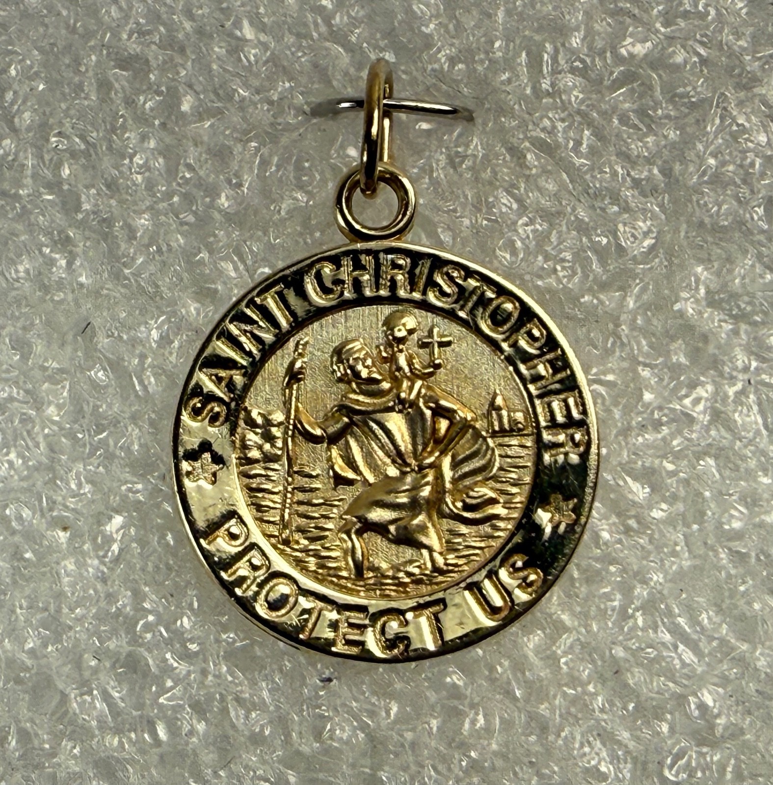 Vintage 14K Gold MA Michael Anthony St Christopher Protect US Medal Pendant