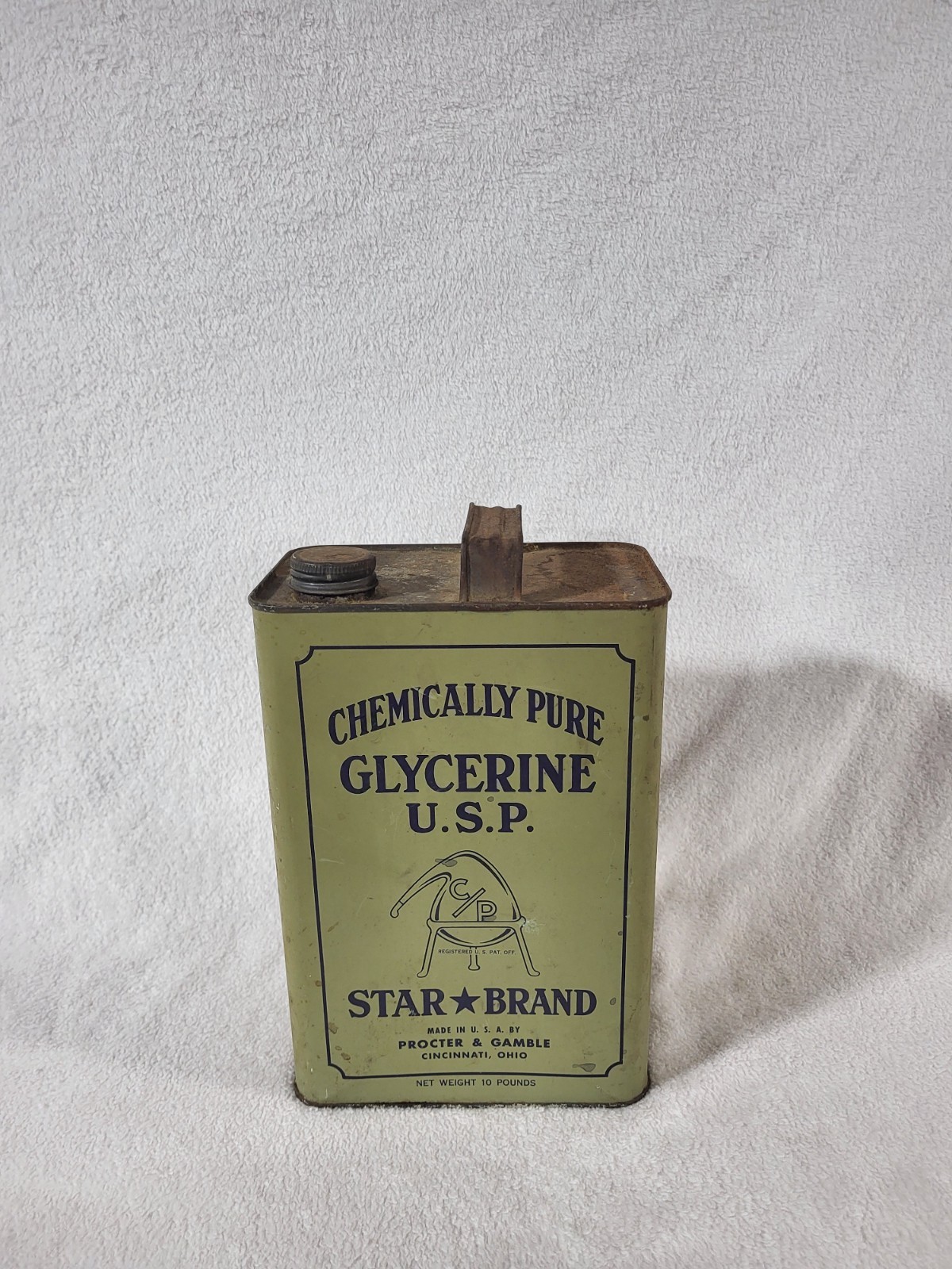 Vintage Star Brand 10 lb Glycerine Tin - Procter & Gamble (Cincinnati, Ohio)