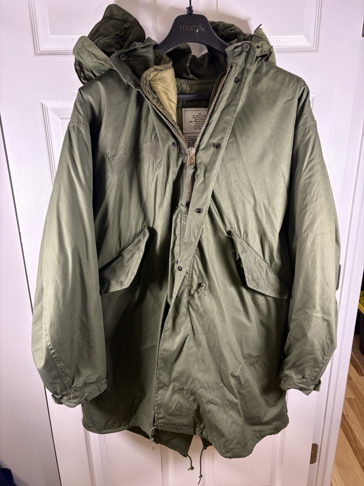 M65 Fishtail Parka Complete 3pc Set Large 1980 US Military Shell Liner Hood