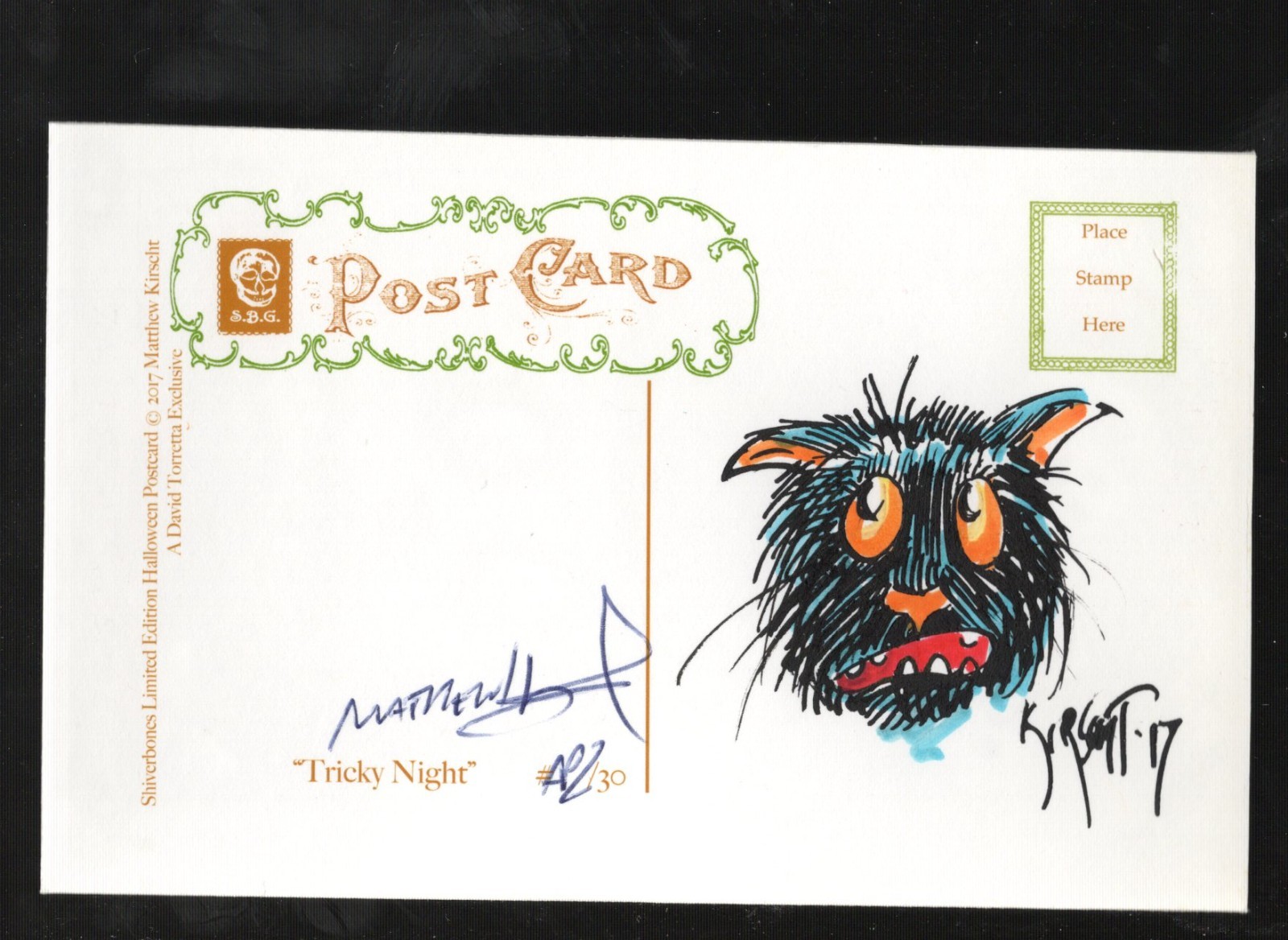 M67 Matthew Kirscht Postcard Halloween Full color sketch Tricky Night AP/30