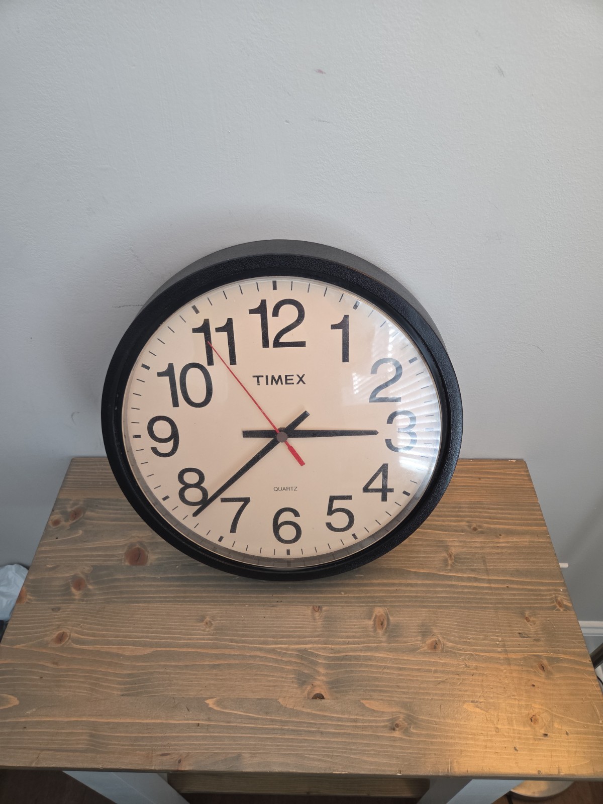 Vintage Large 12in Timex Wall Clock- Black Frame Works