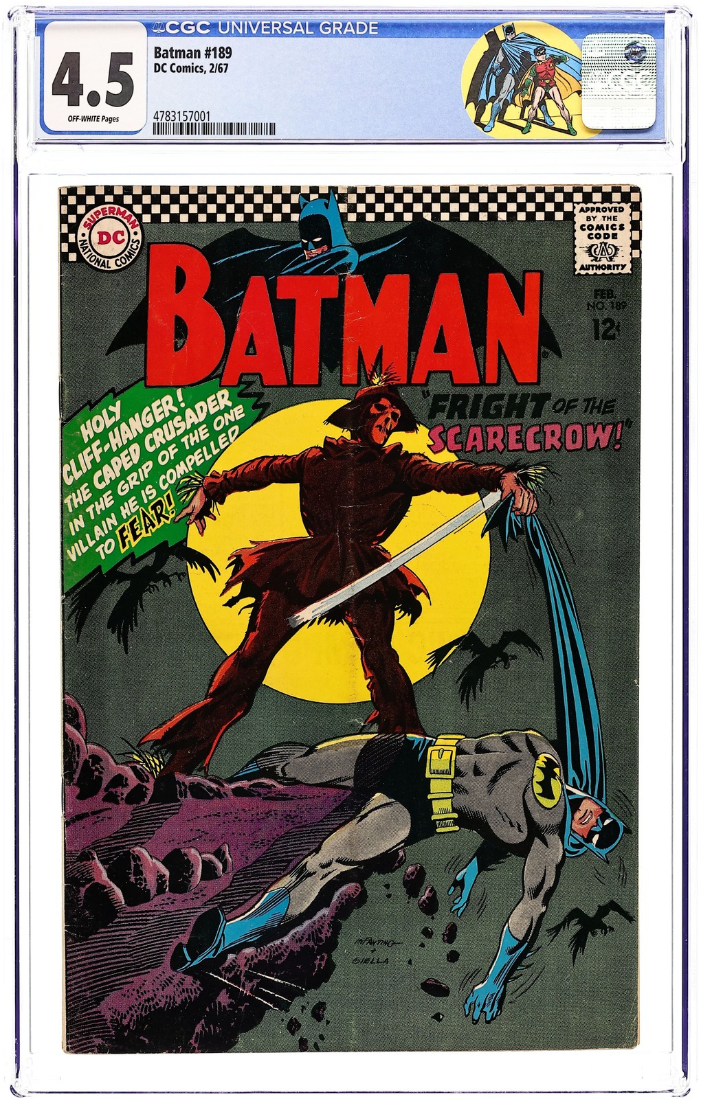 Batman #189 CGC 4.5 1967 4783157001 1st SA app. Scarecrow