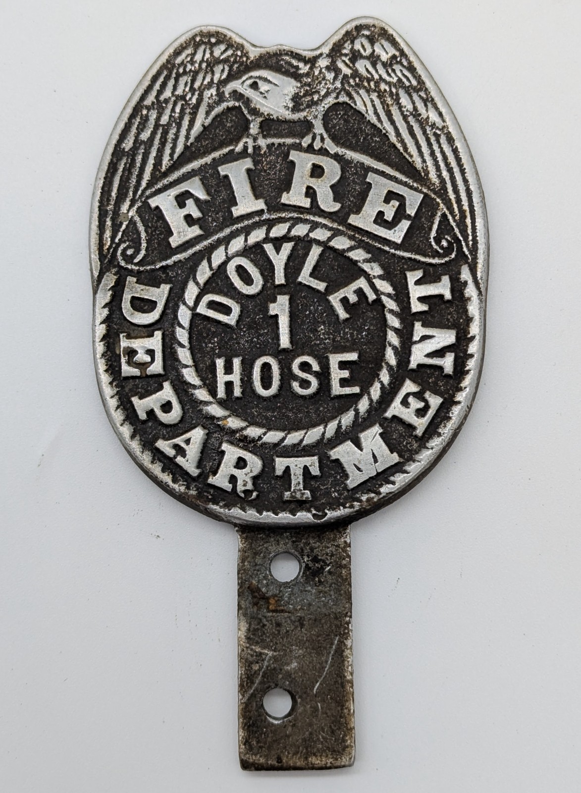 Vtg Doyle 1 Hose Fire Department Aluminum Sign Marker Badge Cheektowaga NY