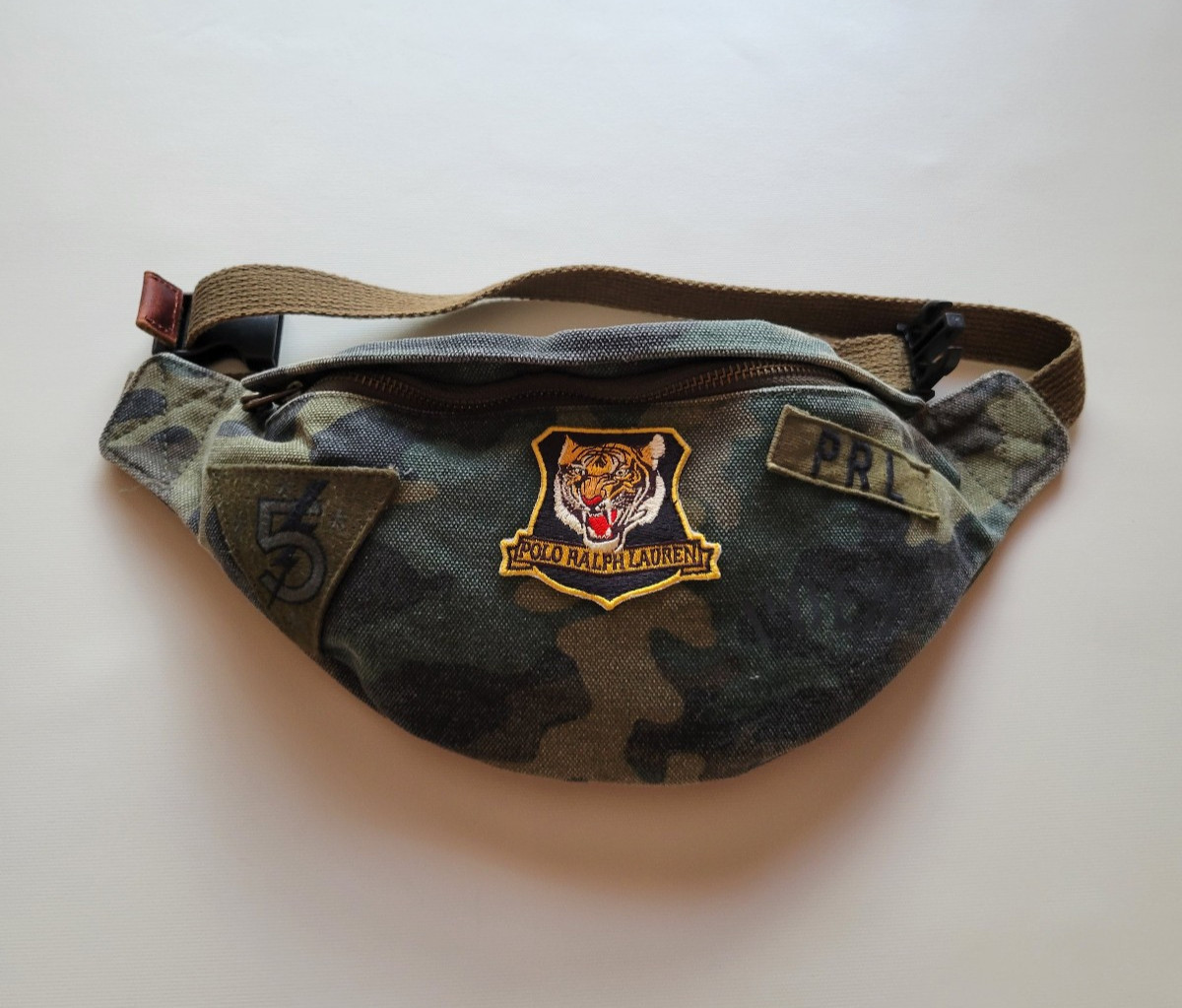POLO Ralph Lauren SlingBag Canvas Camo Green Tiger Patch Freedom Seekers USRL