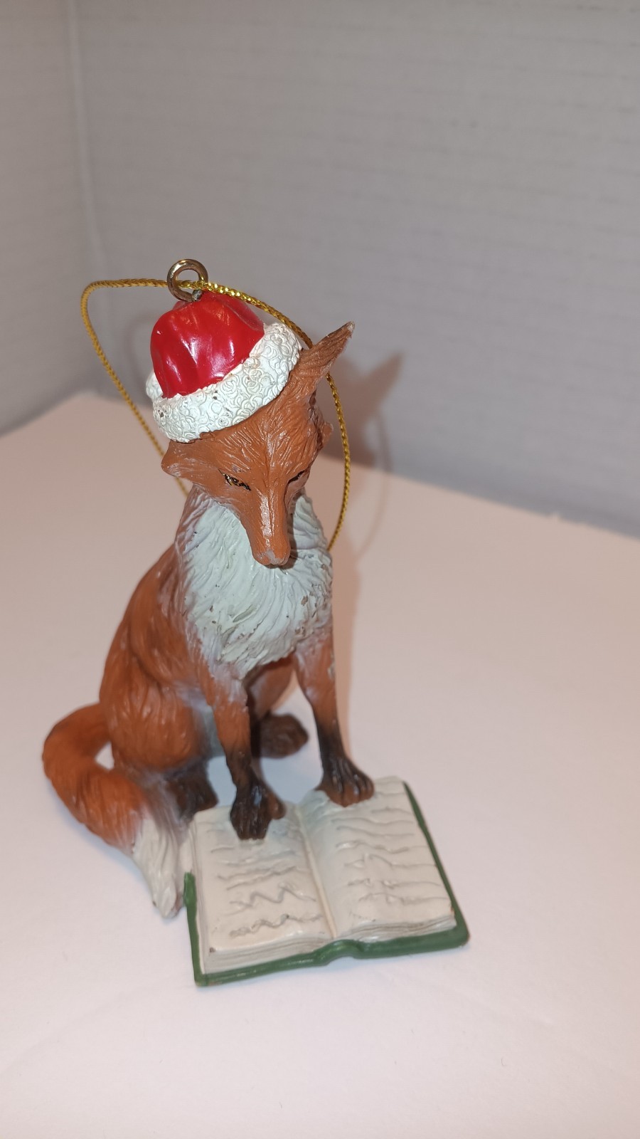 FOX WITH SANTA HAT CHRISTMAS ORNAMENT 4\'\'