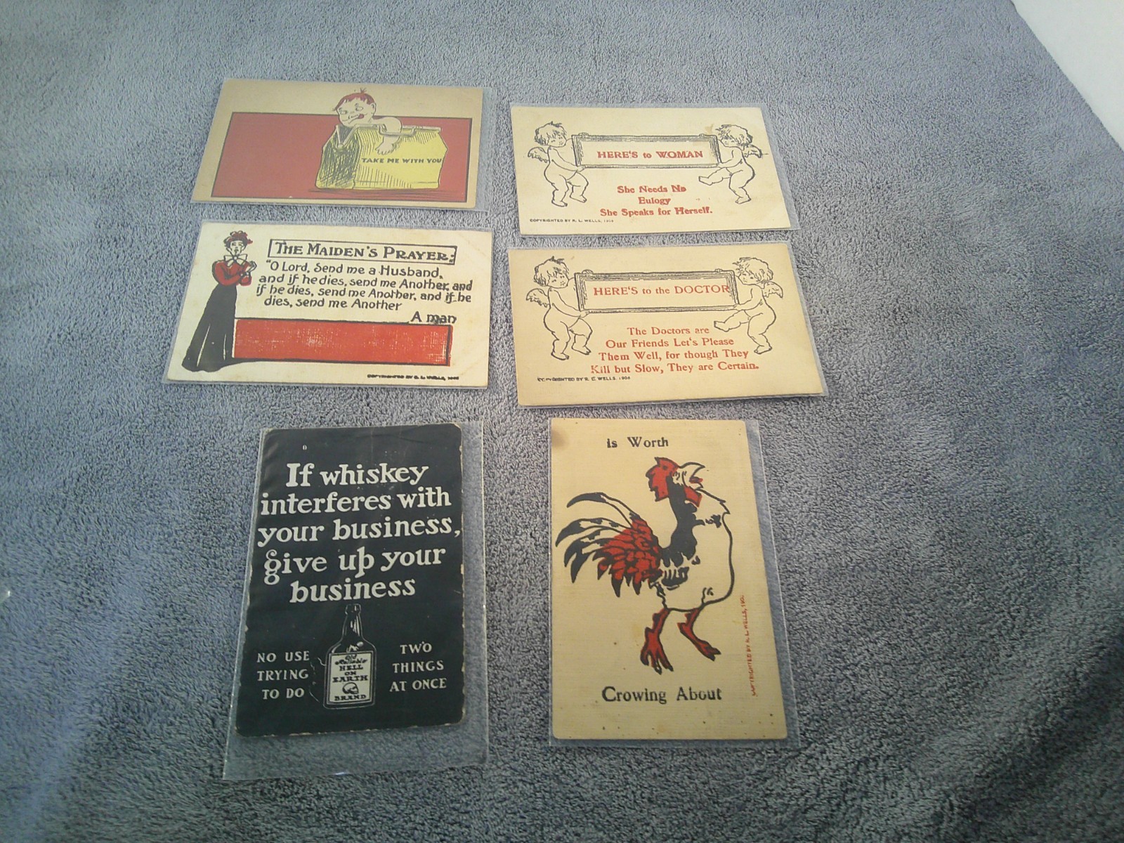Vintage 1906 R.L. Wells Assortment of Postcards Lot of 6 - Item#64