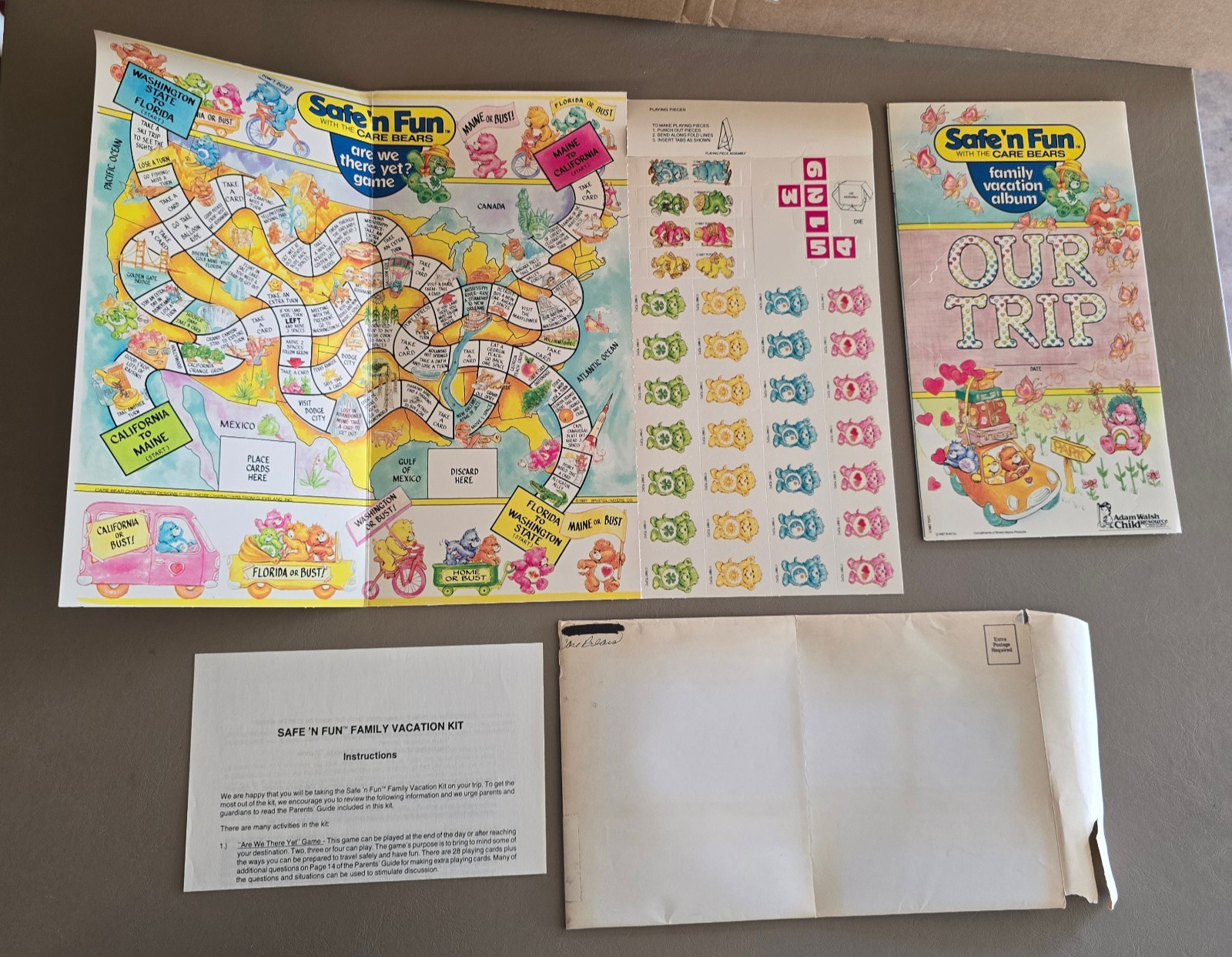 Vintage 1987 Care Bears Safe \'N Fun Family Vacation Kit Complete NEW Unused