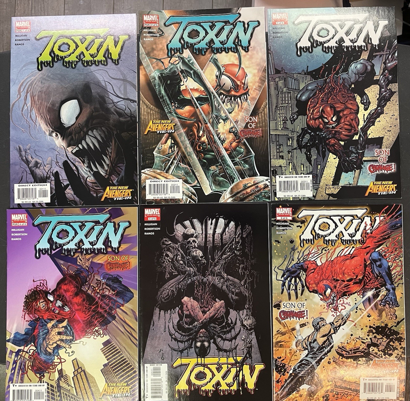 Toxin #1 2 3 4 5 6 Complete Marvel 2005 Mini Series Full Set Run 1-6