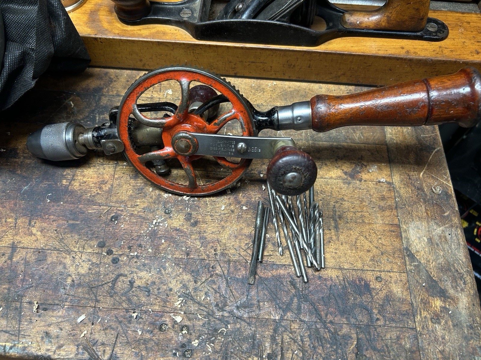Vintage Goodell & Pratt 5 1/2 Egg Beater Drill With Bits