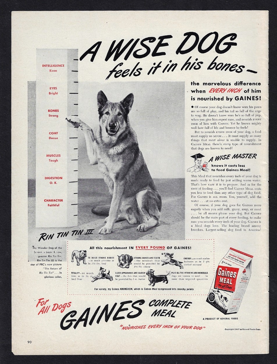 1947 GAINES DOG FOOD Ad \