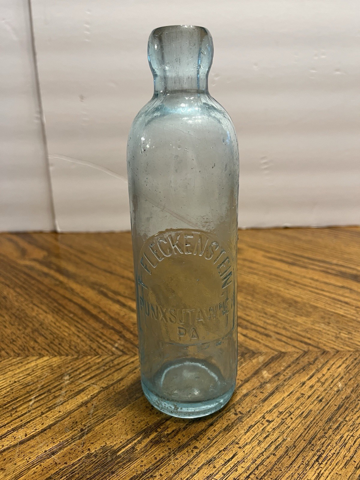 Antique Early 1900s T. Fleckenstein Punxsutawney PA Hutchinson Bottle 