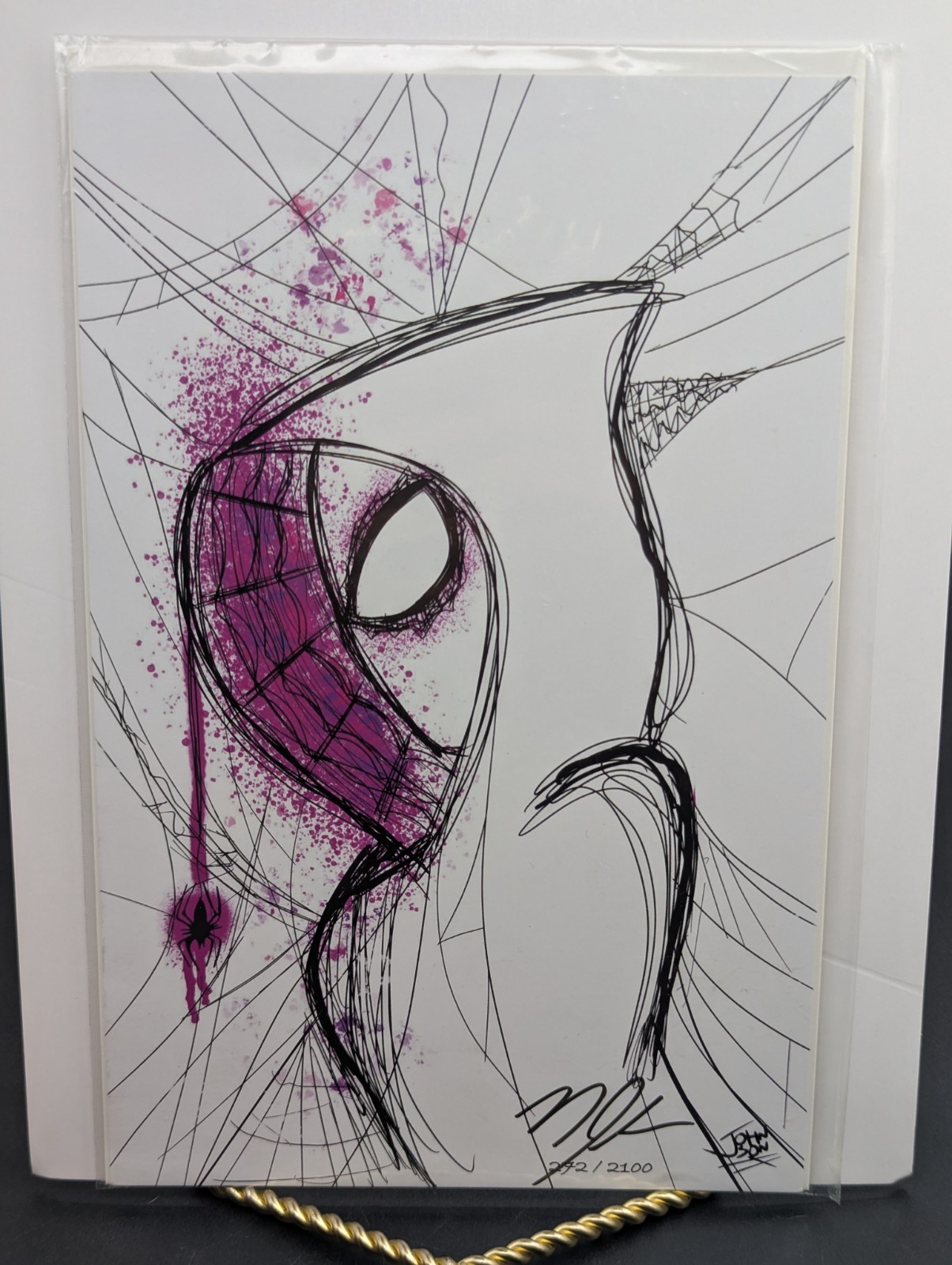 COA Signed Spider-Gwen Webhead Homage by Nate Johnson Virgin Print NM/NM+