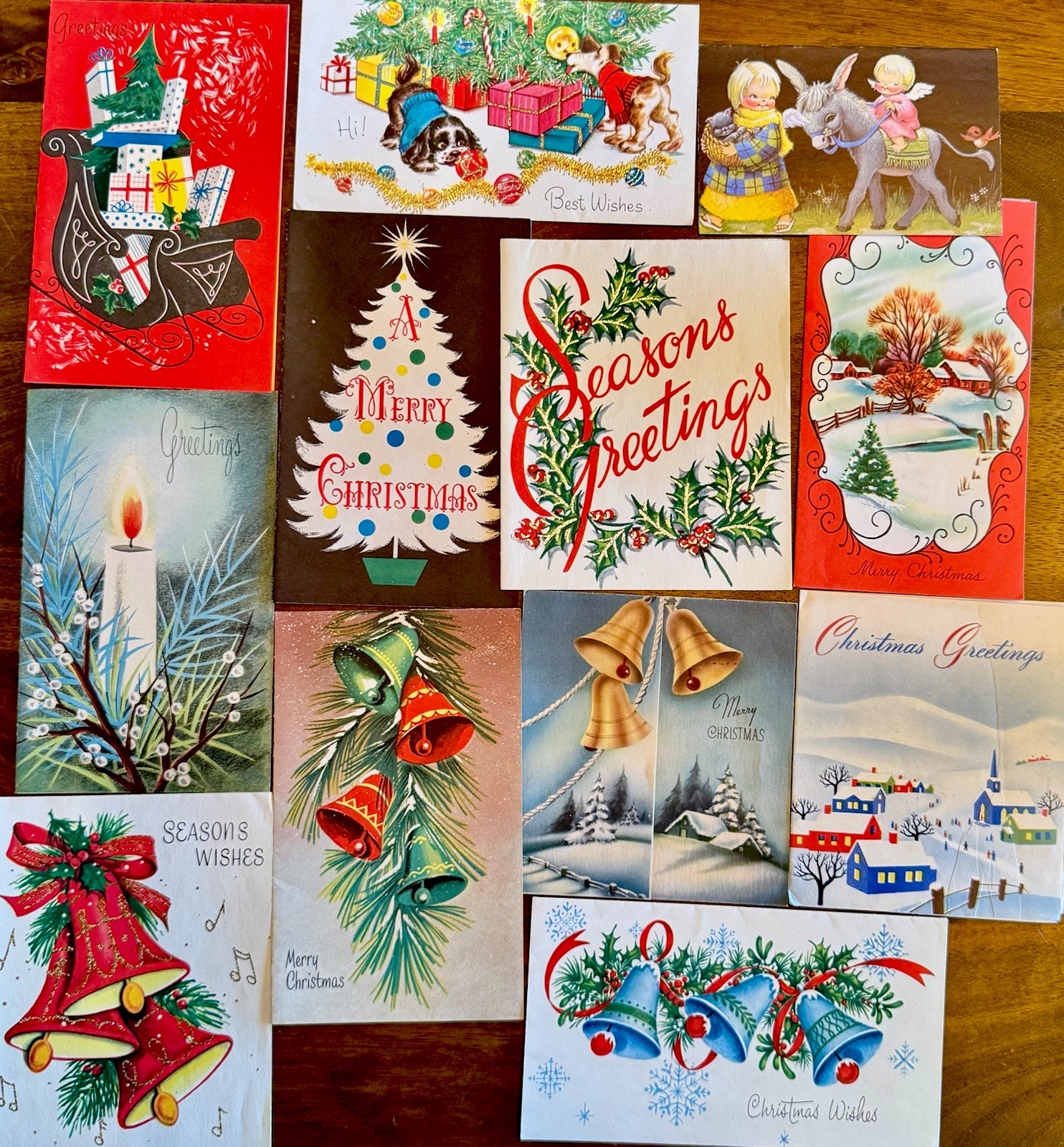 Lot of 12 Vintage MCM Holiday/Christmas Cards 1940s/1950s Unused