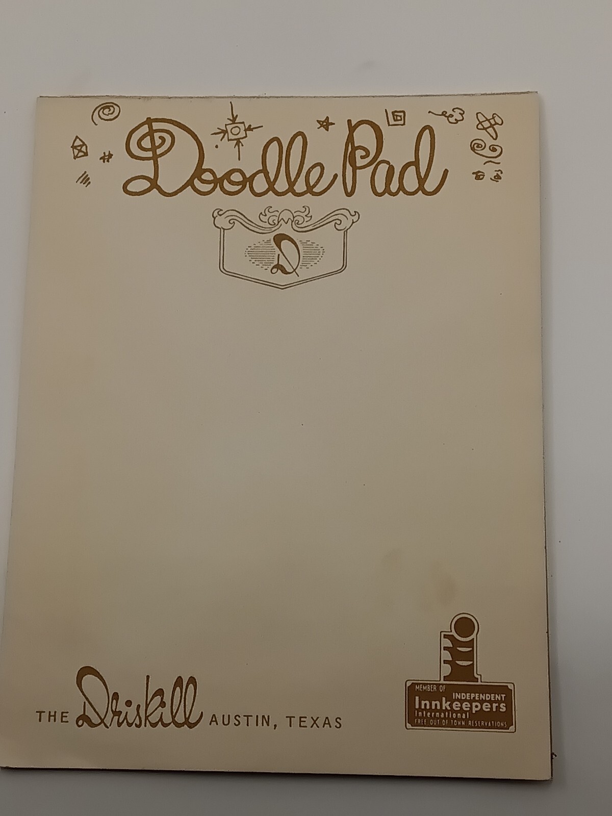 Vintage 70s The Driskill Austin Texas Doodle Pad Notepad Paper 14 Sheets