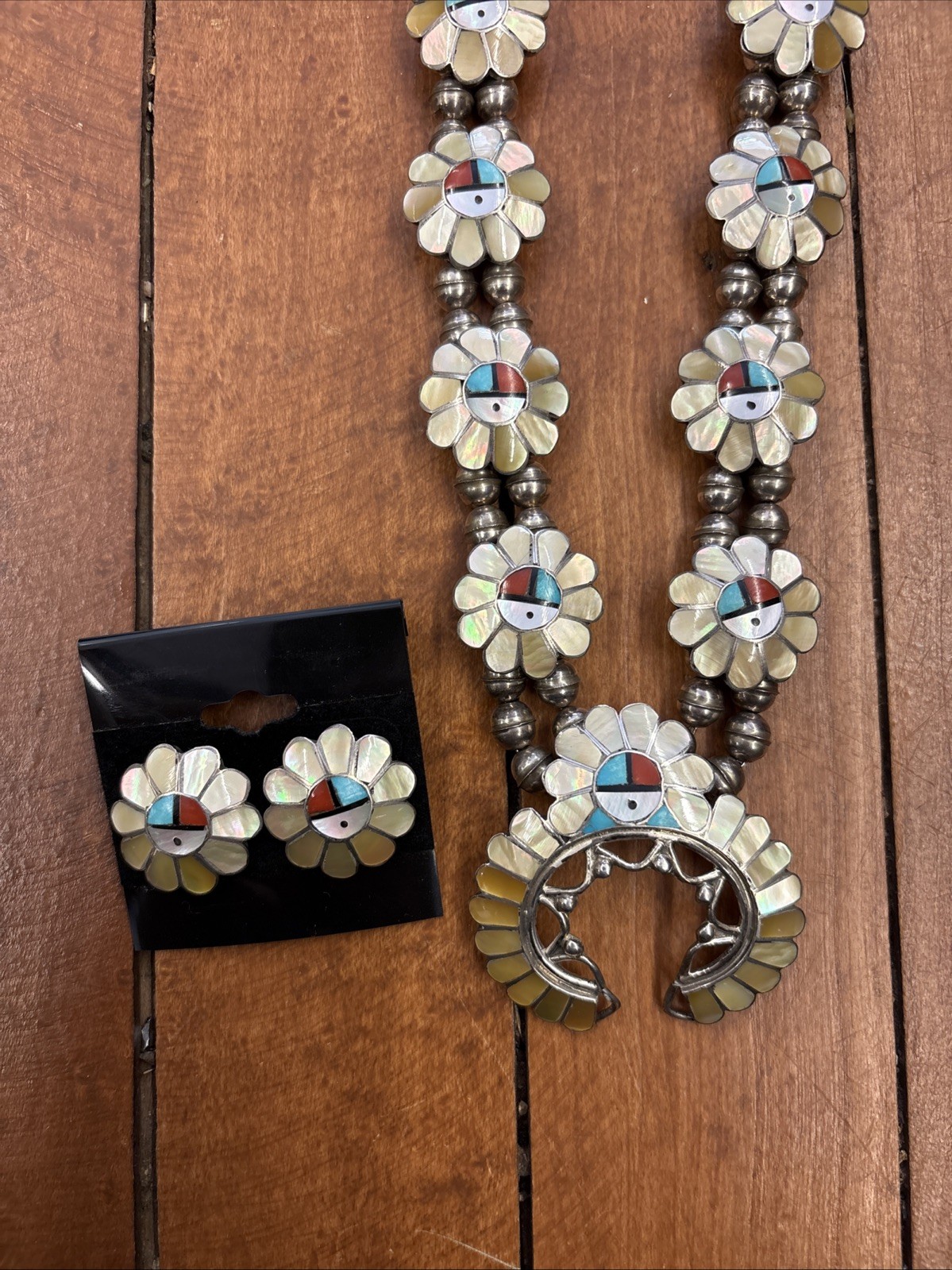 Vintage Native American Turquoise Necklace Sterling Silver Zuni SIGNED A.GASPER