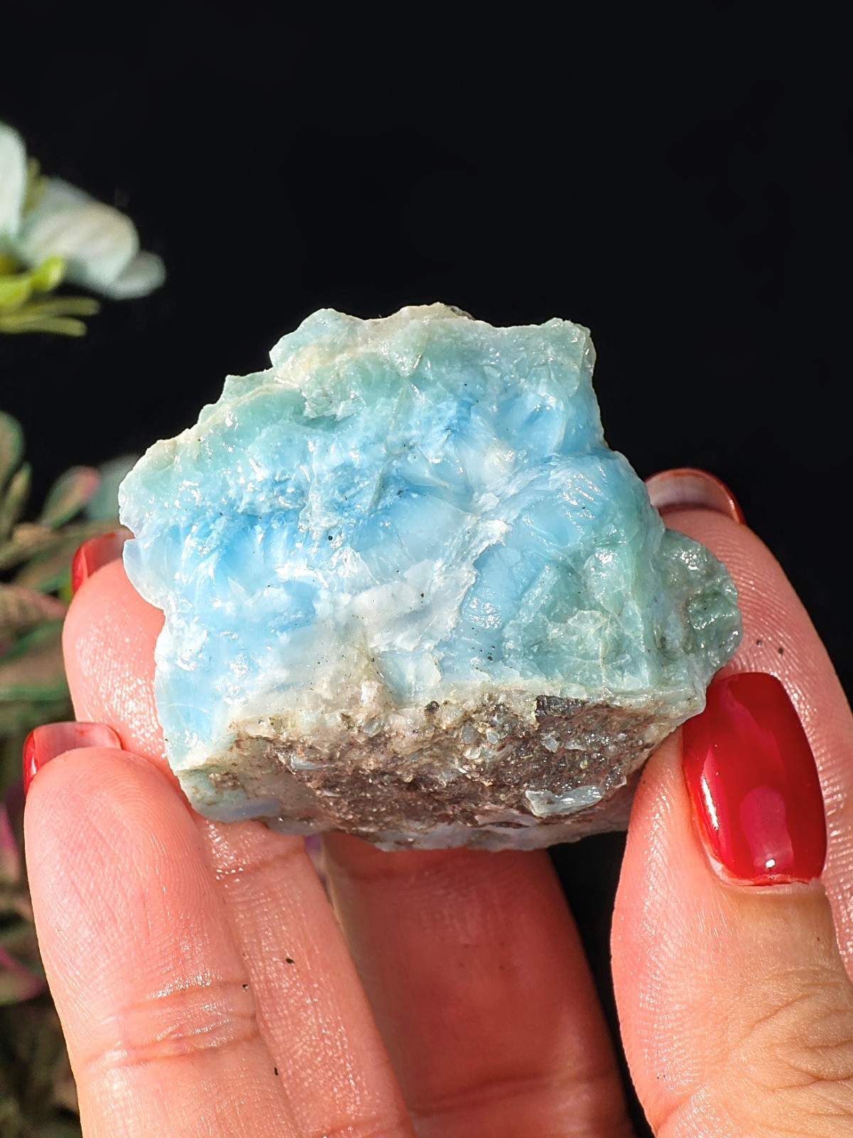 44G ROUGH LARIMAR STONE RAW CRYSTAL BLUE DOMINICAN REPUBLIC GEMSTONE 