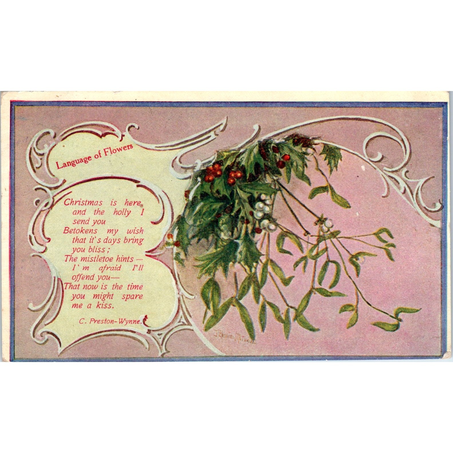 1909 Woman\'s World Postcard Language of Flowers Poem C. Preston-Wynne PC9