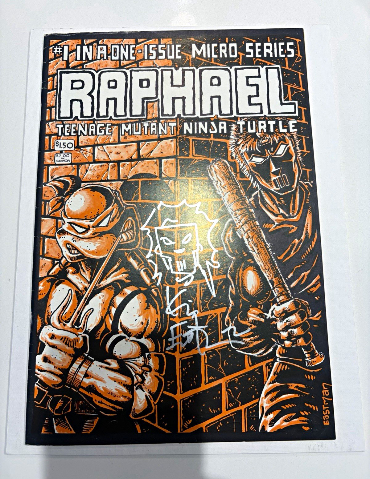 Raphael #1 1985 TMNT Signed/Sketched by Kevin Eastman & signed Peter Laird