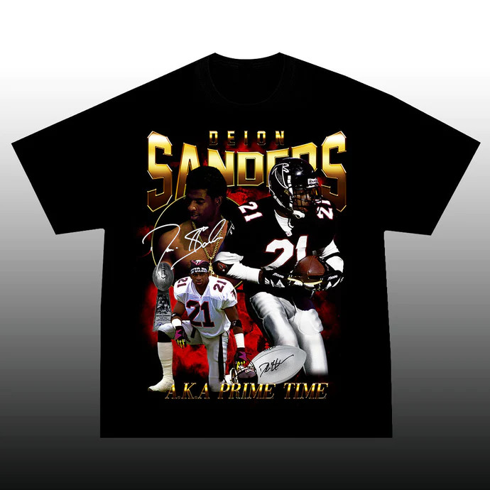 NEW Signature Deion Sanders Heavy Cotton Black All Size Unisex Shirt NP192