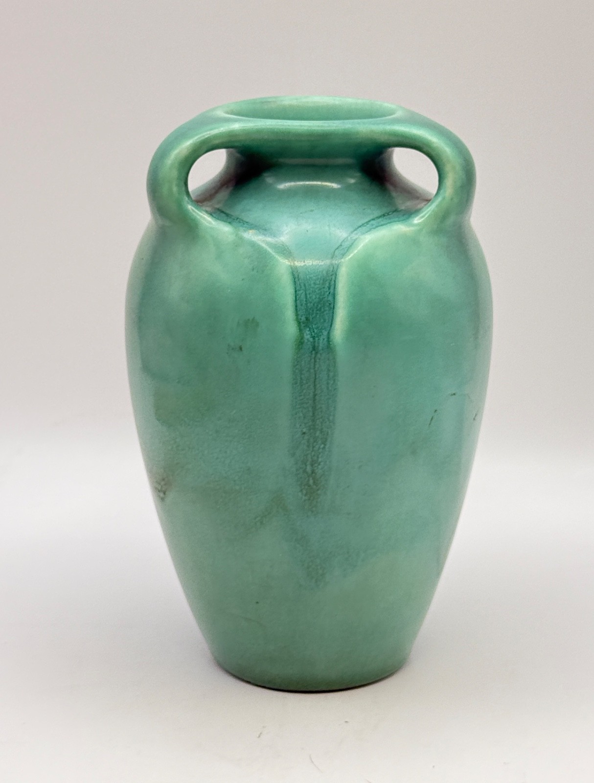 Vintage Rookwood Art Deco Vase Urn, Rare Teal Green, 3 handles, #2428, 5 Vintage Rookwood Art Deco Vase Urn, Rare Teal Green, 3 handles, #2428, 5