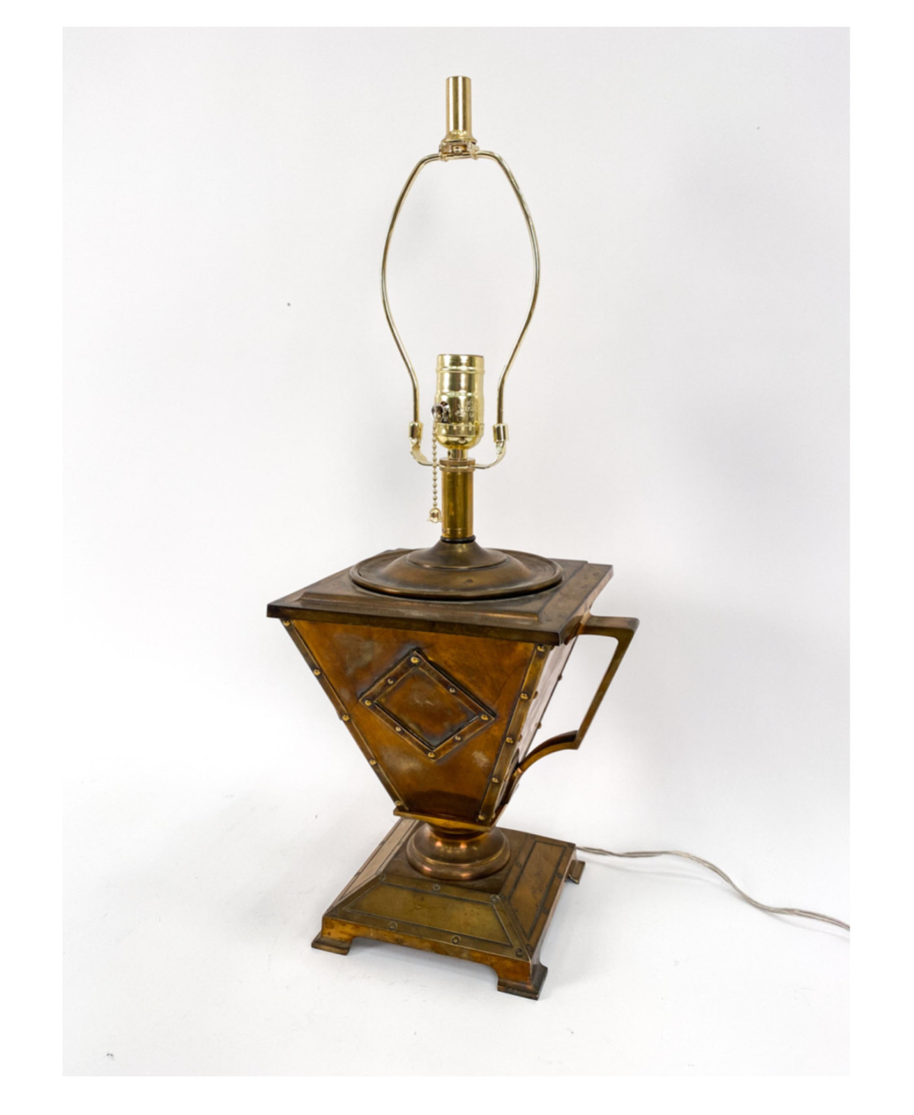 Antique Bradley & Hubbard Arts & Craft Style Brass And Copper Table Lamp