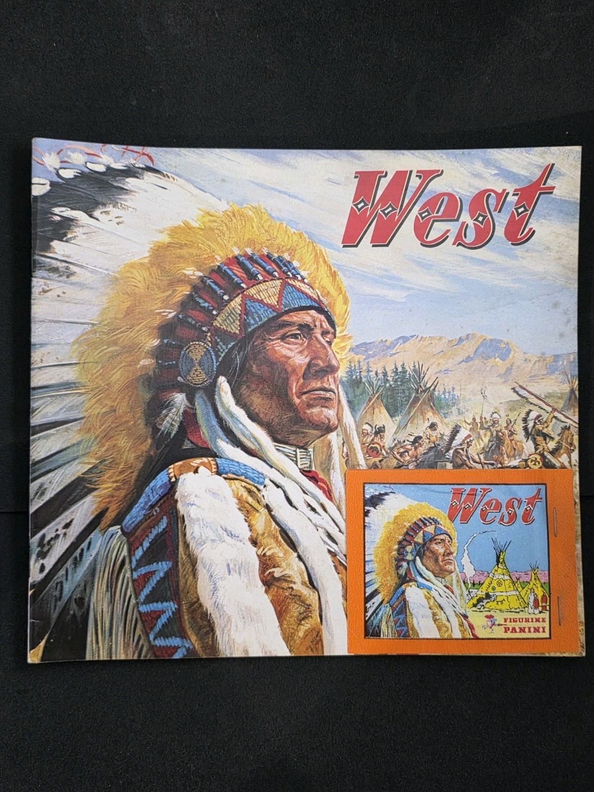 Vintage 1976 Figurine Panini West Sticker Album Empty w/ 2 Packs Store Promo?