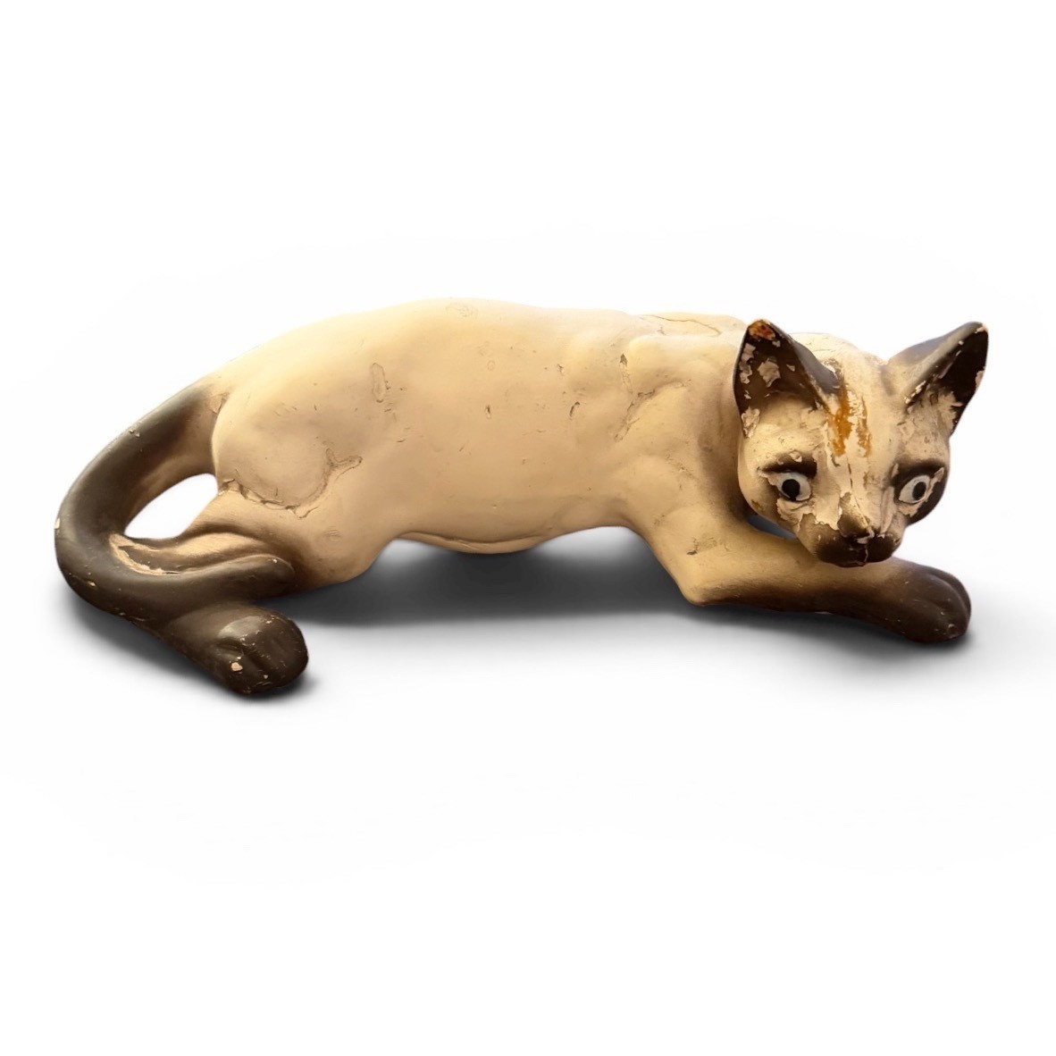Meow Vintage 1920a Siamese Cat Figurine Crouching Playful Sassy Decor medium
