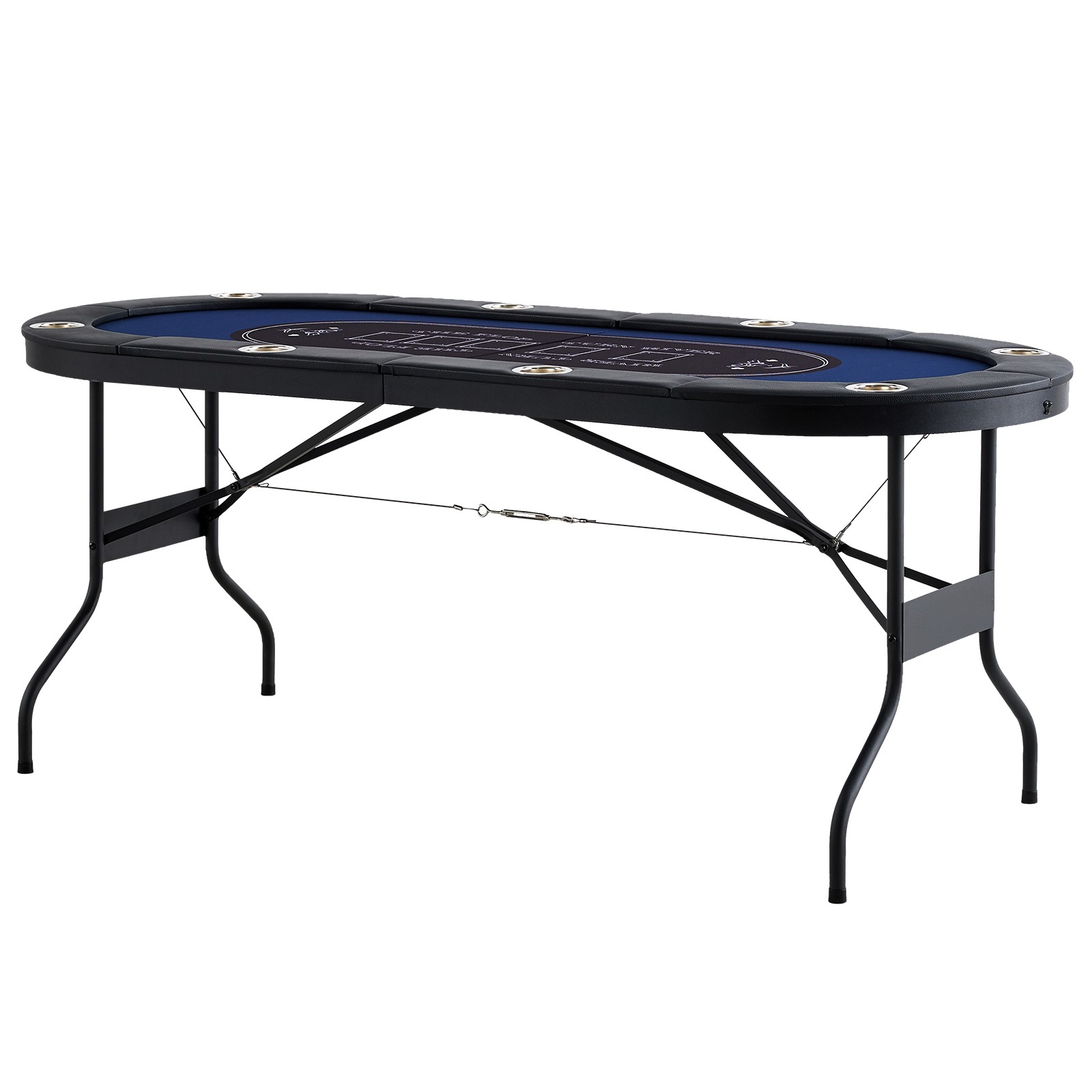 Uimoso 8-Player Oval Foldable Poker Table for Casino and Texas Hold\'em, 72\
