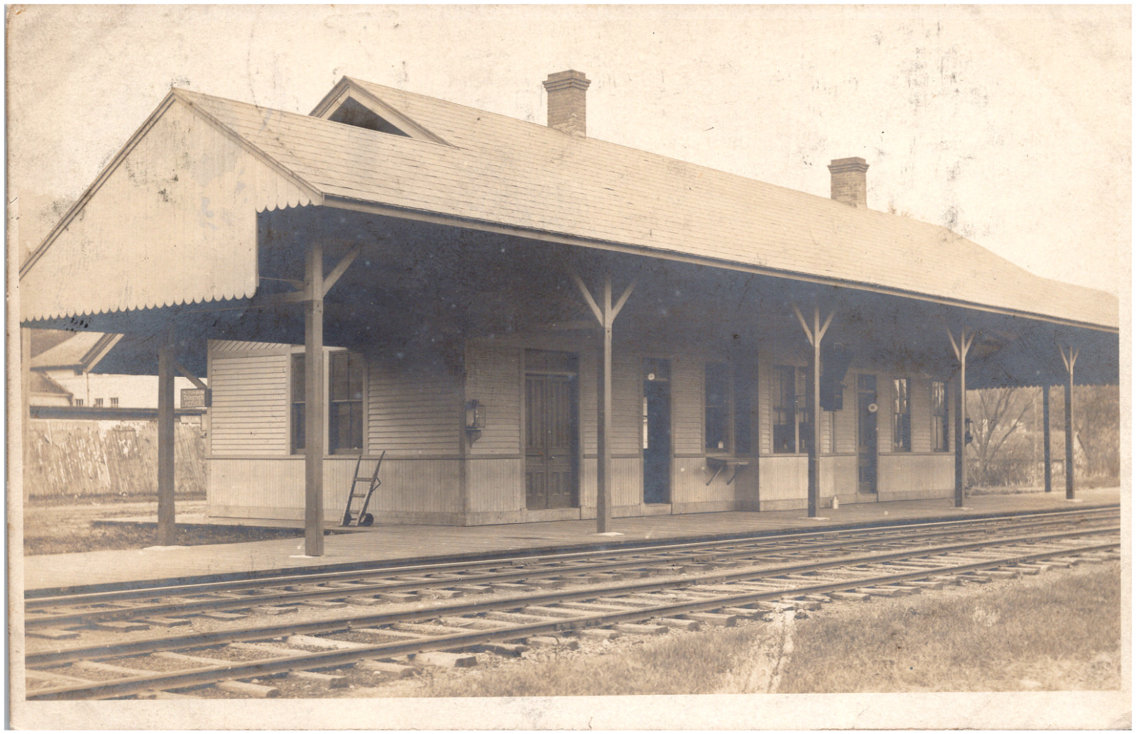 West Stockbridge Railroad Depot Massachusetts Train Station 1908 RPPC Postcard