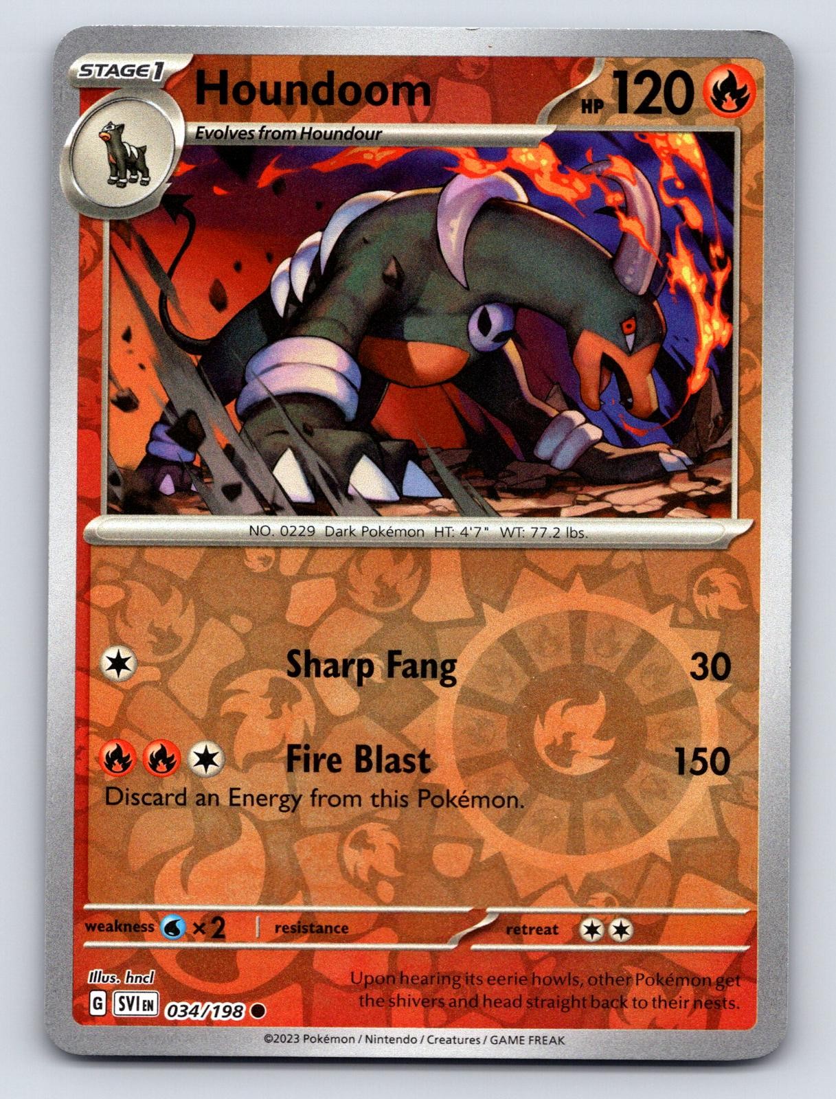 Houndoom 034/198 Common Scarlet & Violet Pokemon Reverse Holo Lightly Played