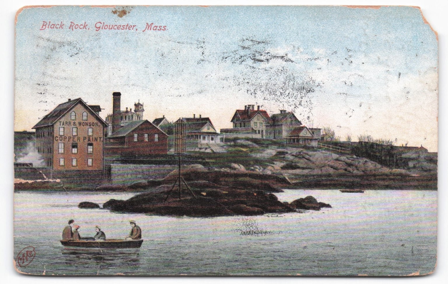 VTG 1909 Black Rock Gloucester MA Tarr & Wonson Copper Paint Factory Postcard