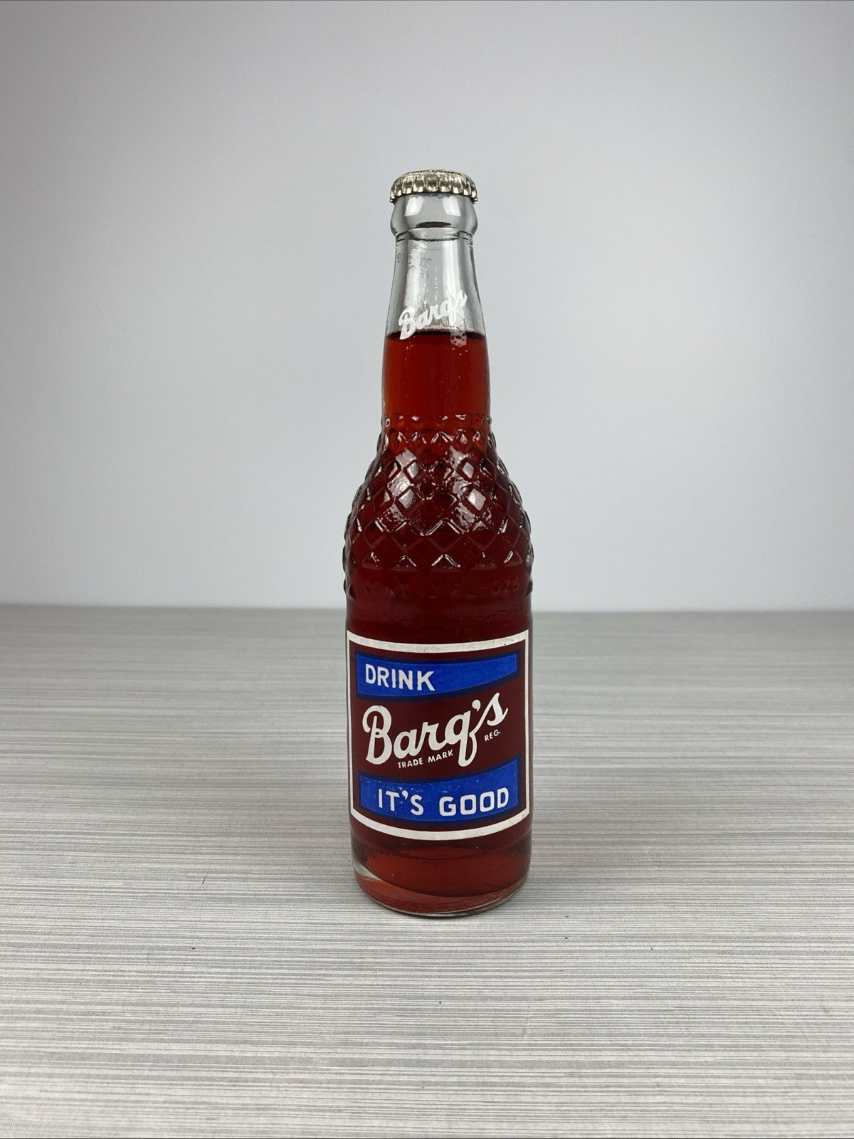Vintage Barq's Root Beer 12oz Glass Soda Pop bottle Full