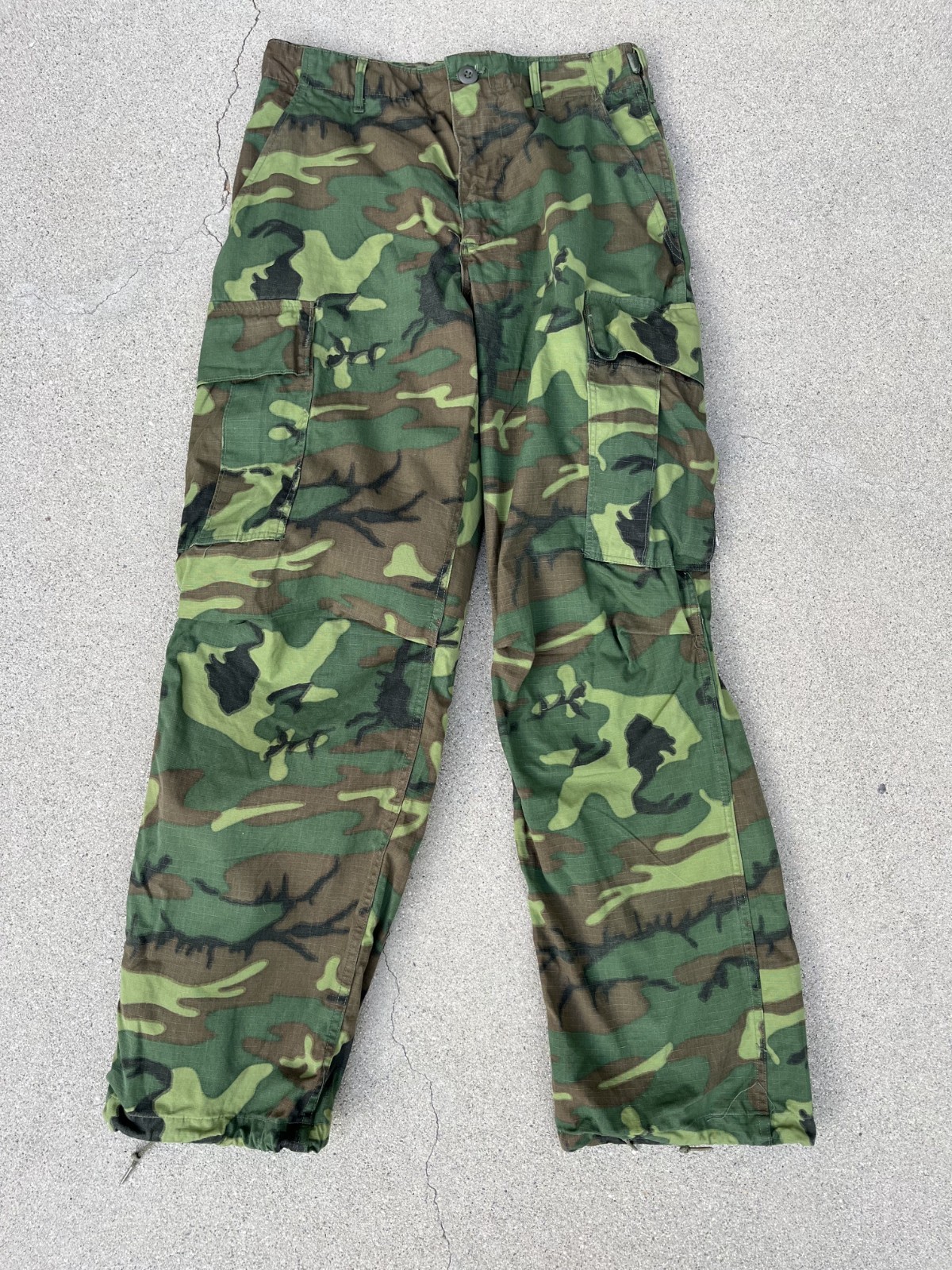VINTAGE US ARMY TROPICAL COMBAT TROUSERS 6TH PATTERN ERDL 1969 VIETNAM SMALL