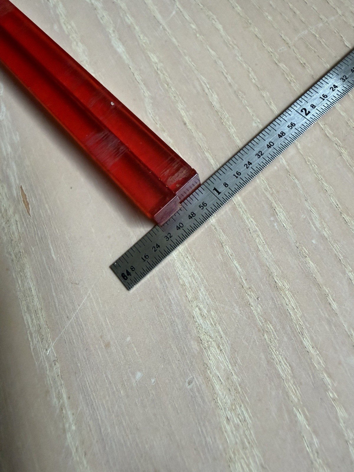 Vintage Square Bakelite Rods Red Clear   6” X  7MM  / 14.7 gms TESTED
