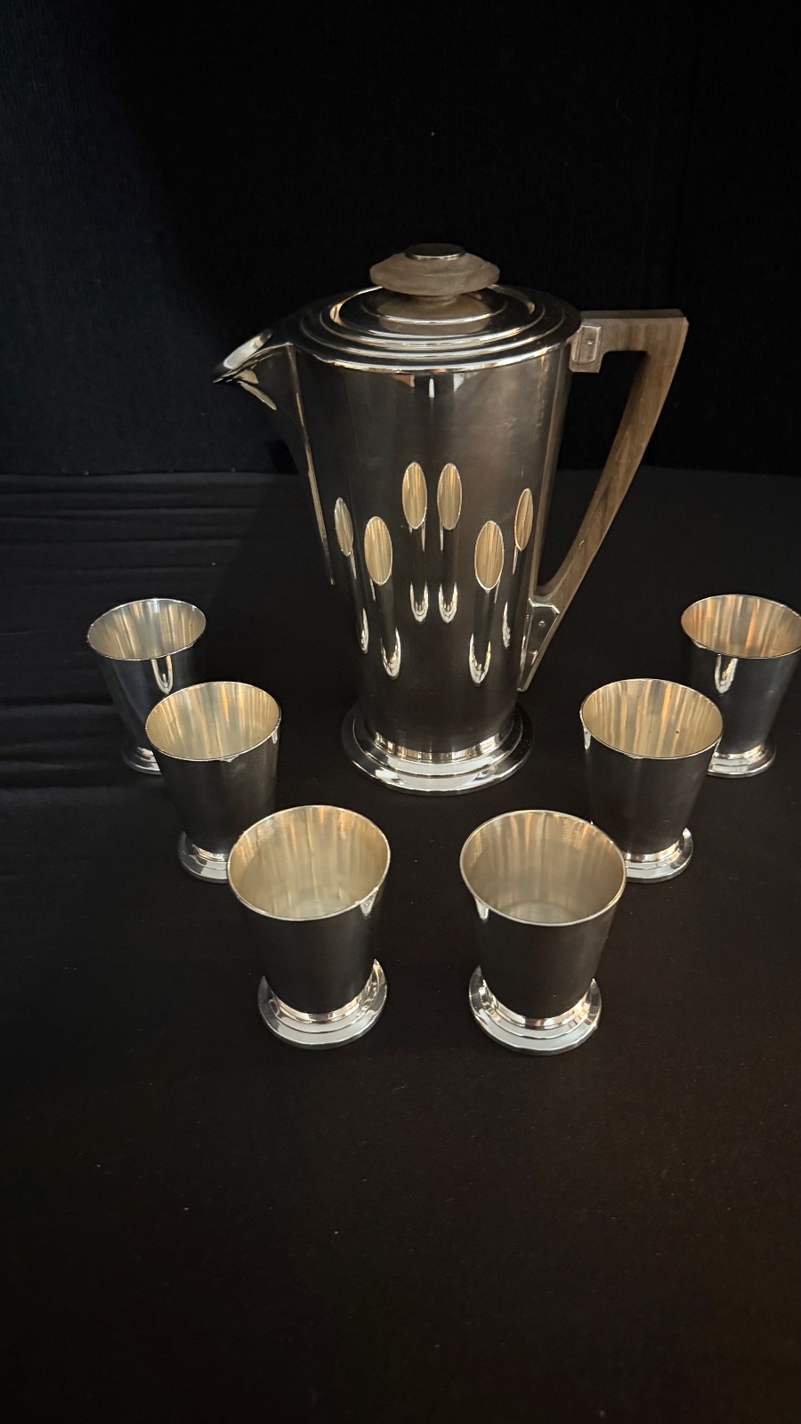 Art Deco Ile de France Meriden International Silver Cocktail Set 6 Cups