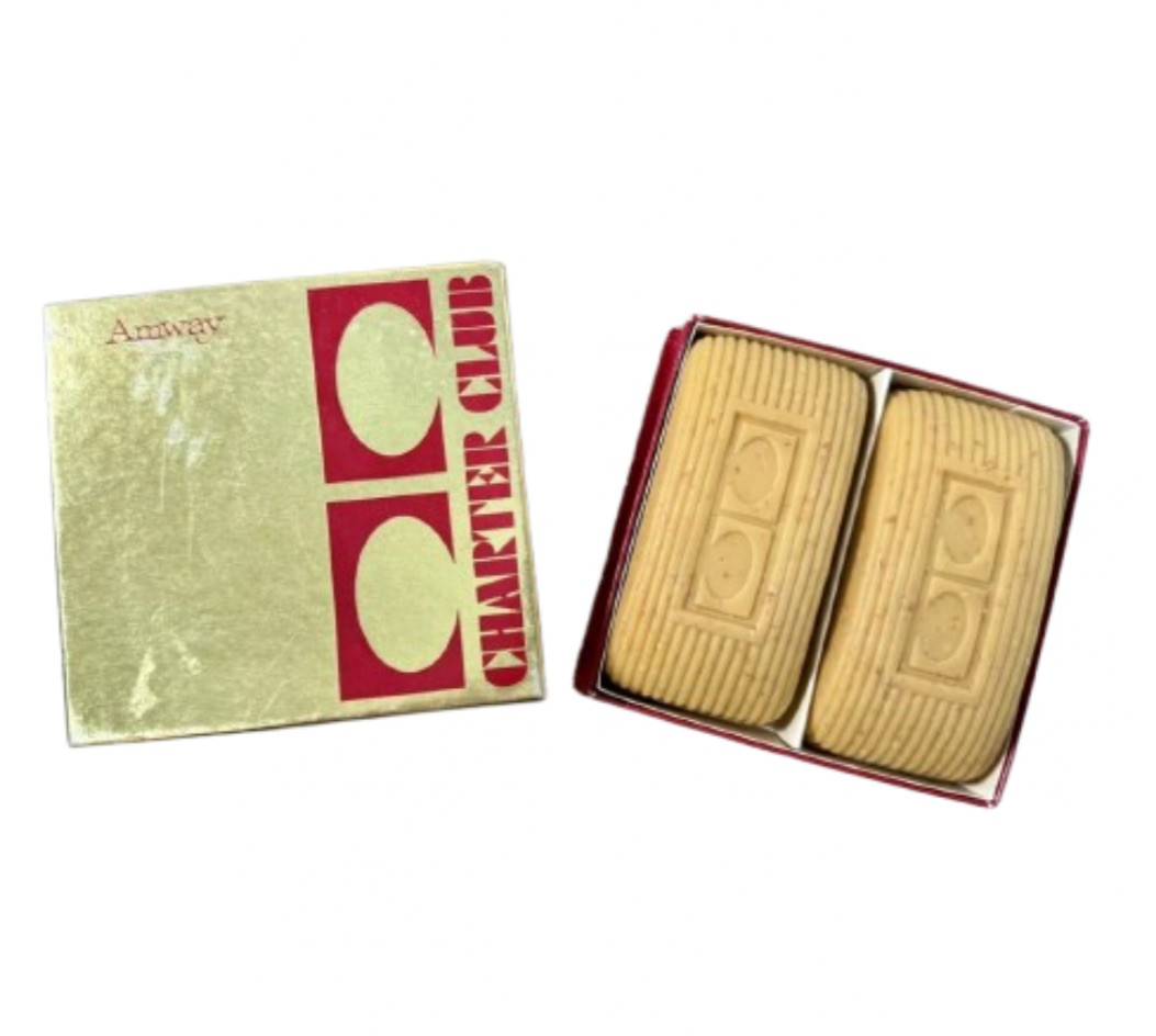 Vintage 70s Amway Charter Club Soap Bar Box Set -2 Bars Mens Advertising 1979