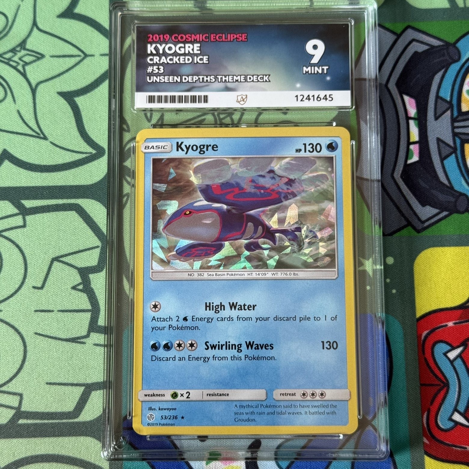 Pokemon TCG | Ace 9 Kyogre 53/236 Cosmic Eclipse Cracked Ice Holo Promo Low Pop