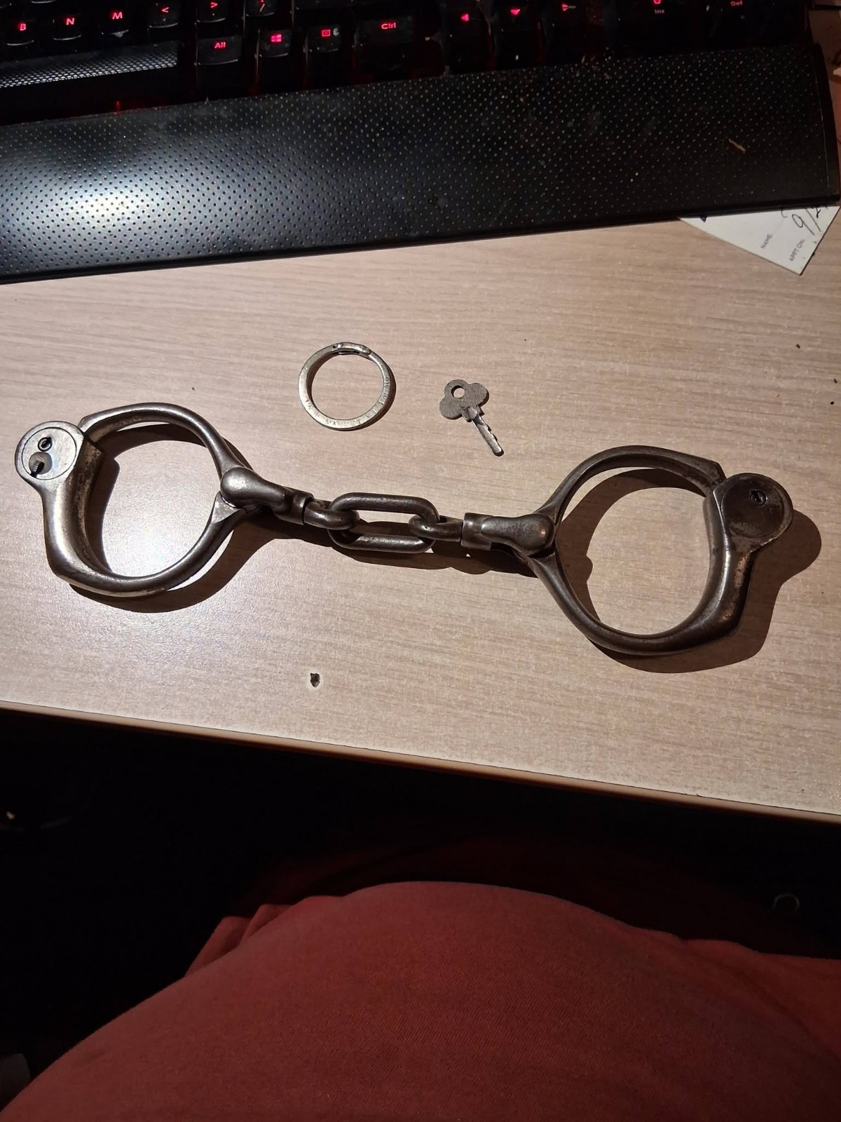 Antique Bean-Cobb Handcuffs w/ Original Key Pat. May 2 1899 Working