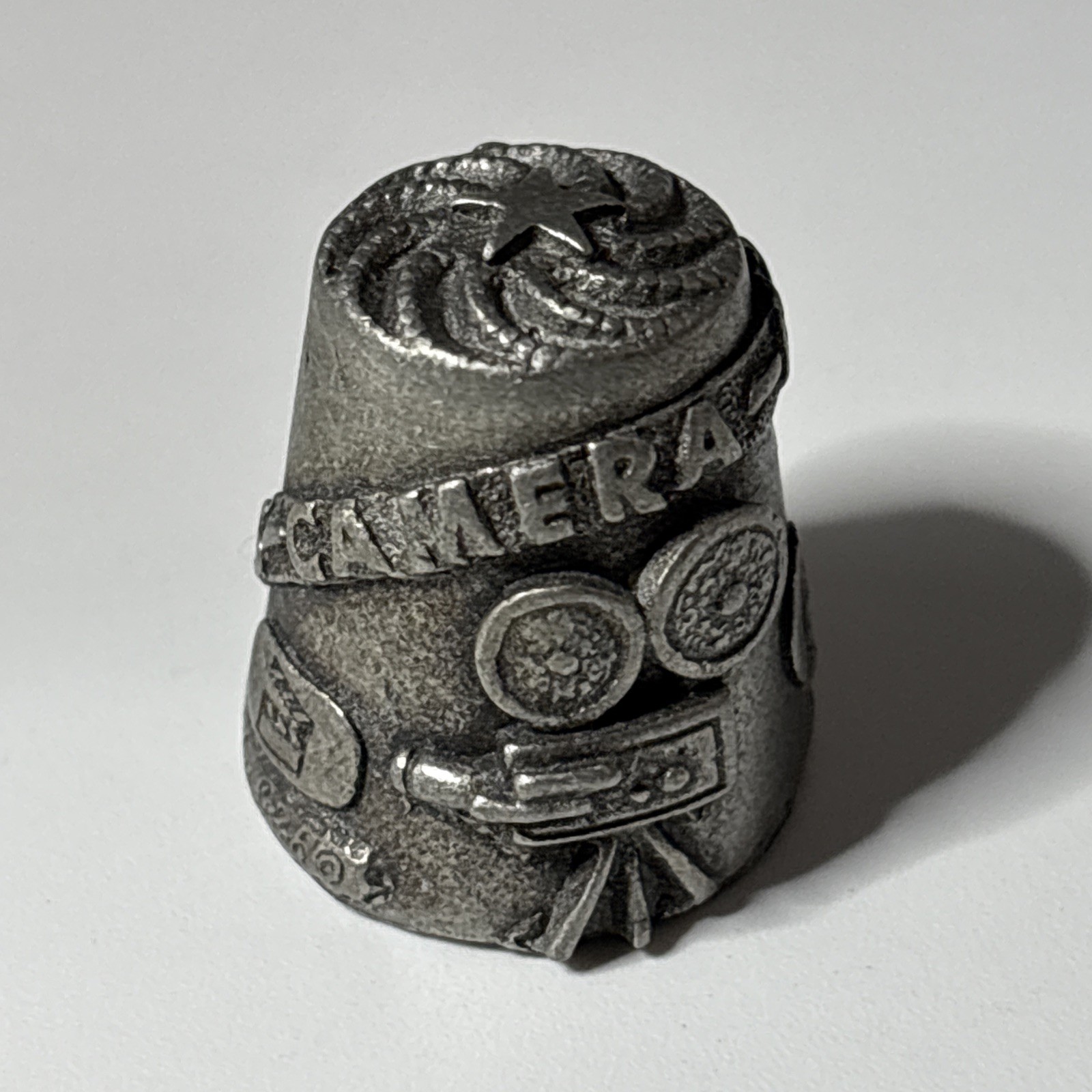Thimble Pewter Lights Camera Action Signed Nicholas Gish