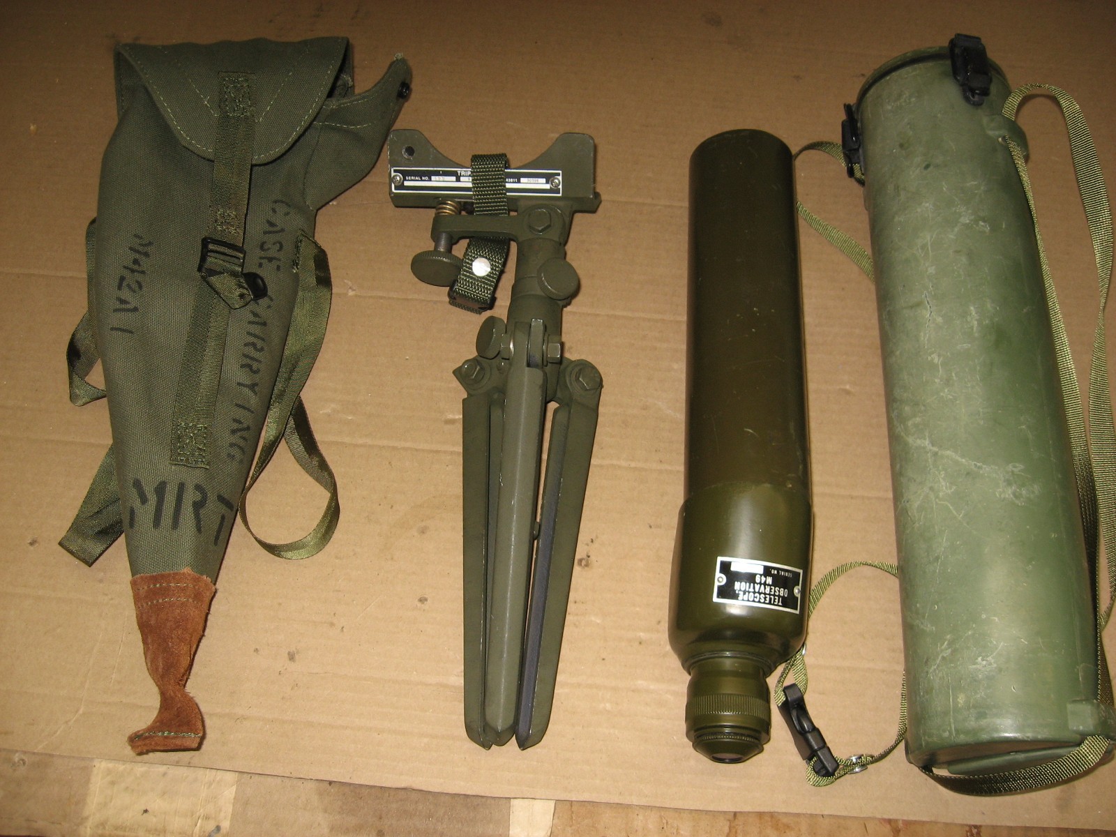 Vietnam WarM49 Sniper Spotting Scope With m 164 carrying case M15 Tripod & Case 