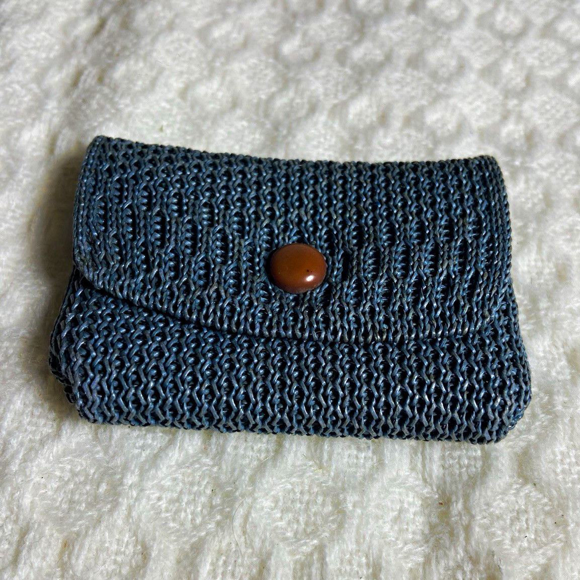 Vtg Mid Century Crochet Mesh Clutch Purse Set St Anthony Catholic Felt Badge