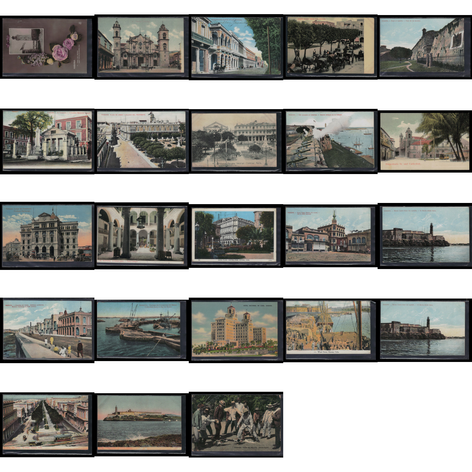 Vintage Lot of 23 Havana Cuba Pre Revolution Postcards  A