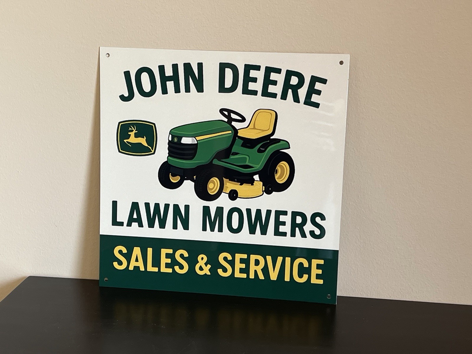 Hi Gloss JD Lawn movers Sales And Service Vintage Style Metal Sign