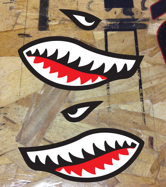 Flying Tigers Shark Teeth RC Vinyl Decal Sticker - 2 stickers Reverse facing set