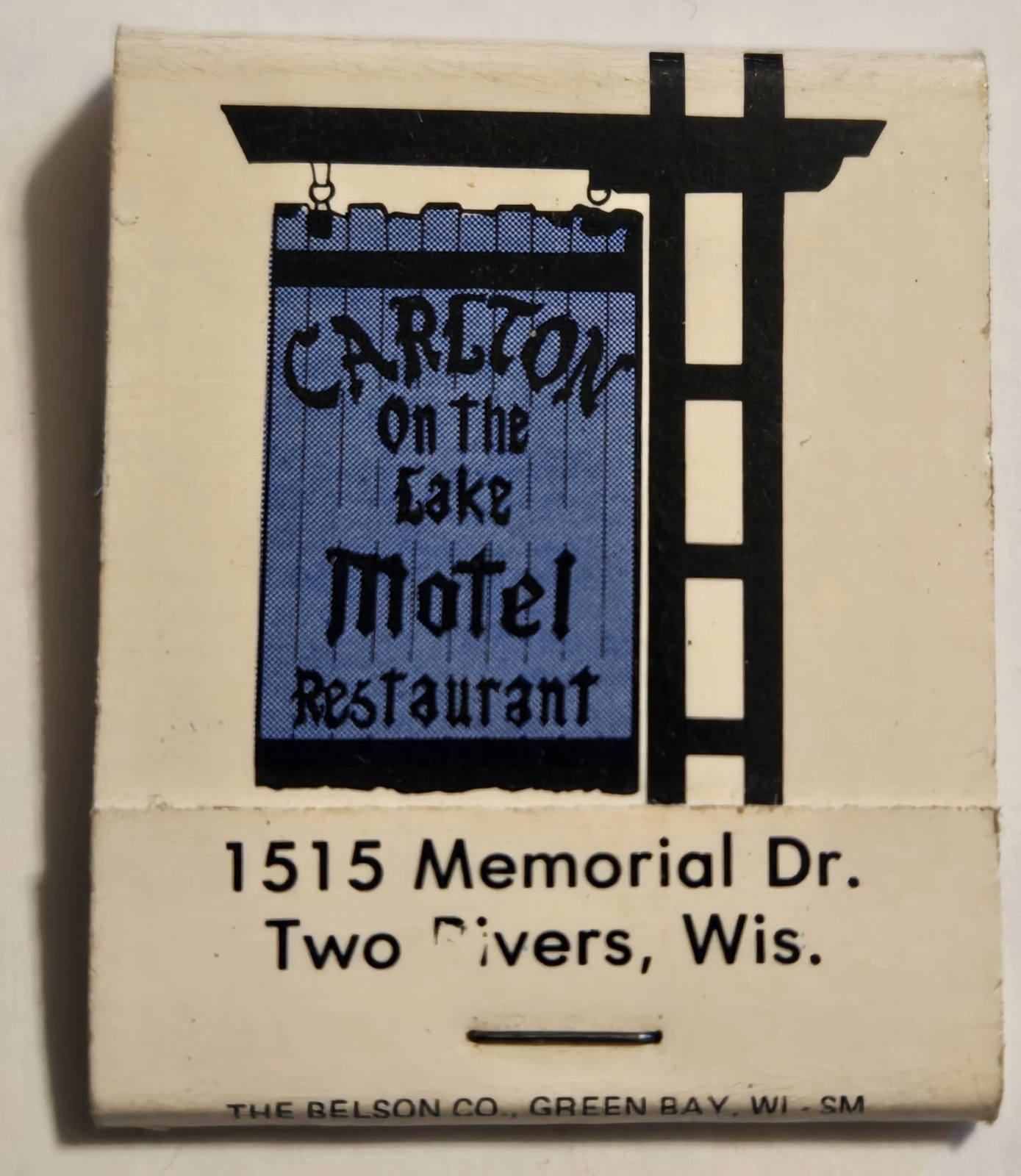 Carlton On The Lake Motel Restaurant Two Rivers WI Vtg Unused Matchbook D19