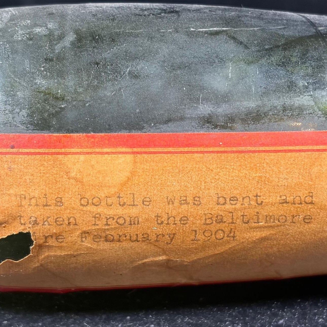 1904 Great Baltimore Fire Relic Heat Bent Glass Bottle Antique Maryland History