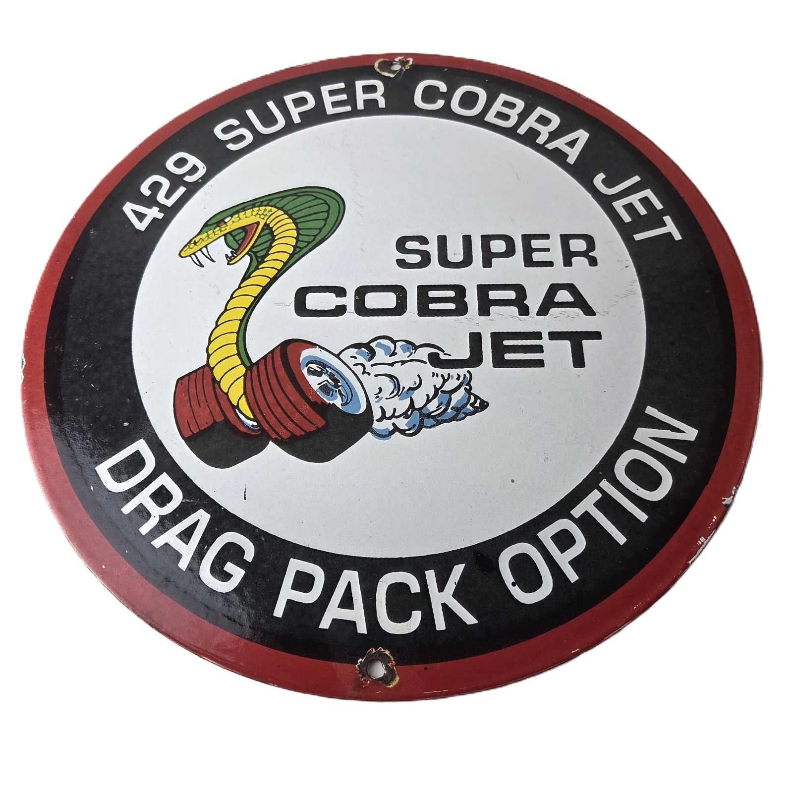 Vintage Ford Cobra Sign - Super Jet Drag Gas Pump Porcelain Sign