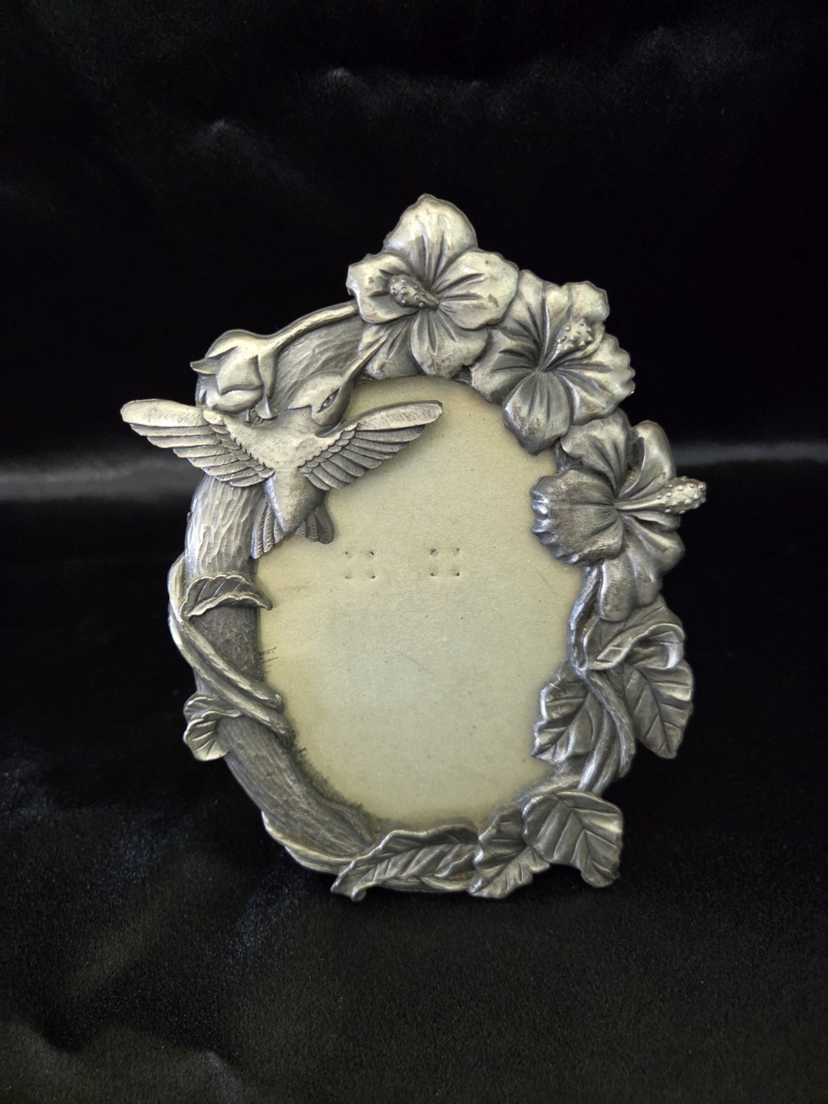 Hummingbird Floral Garden Theme Pewter Standing Photo Frame 3