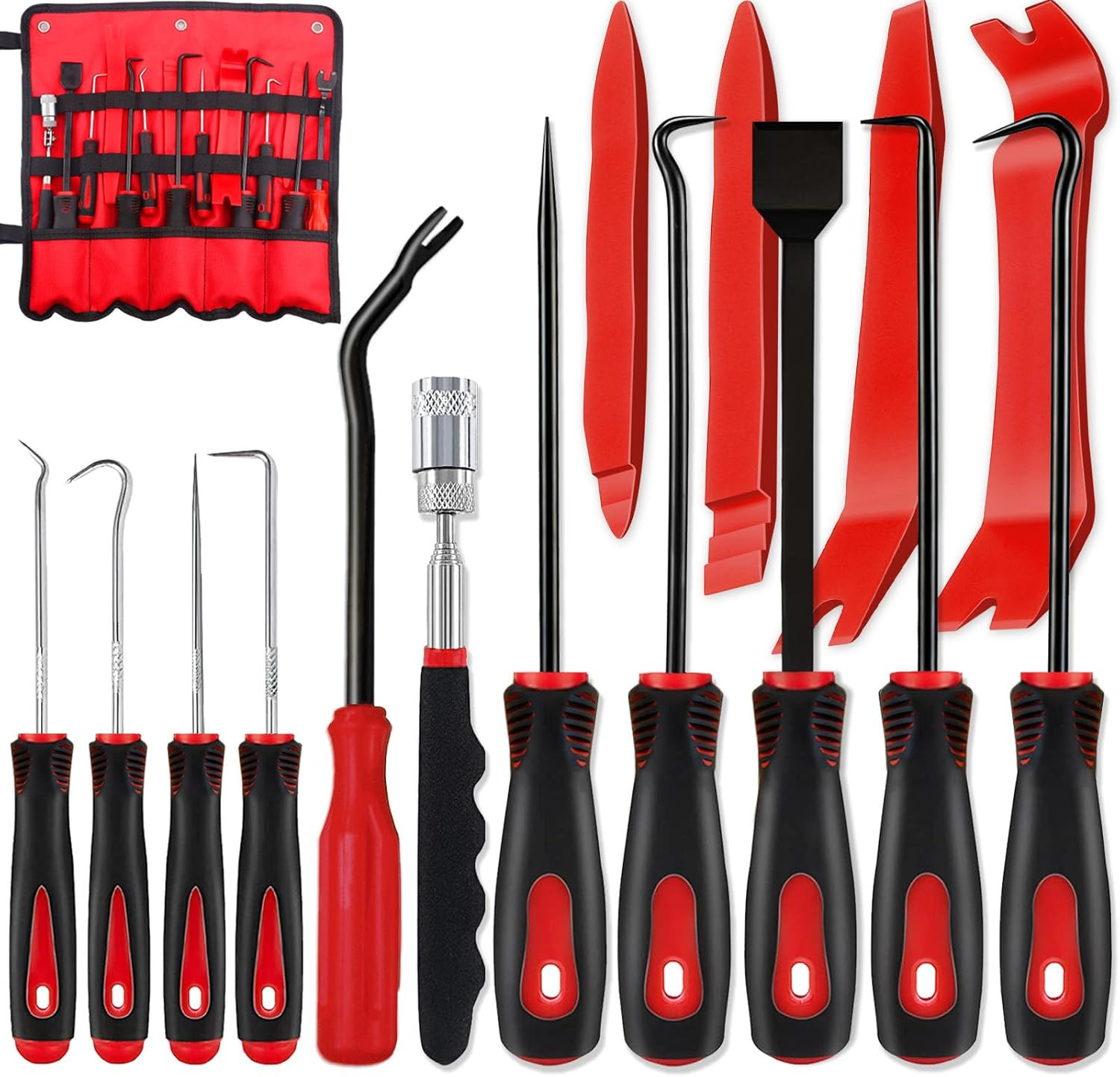 15Pcs Carbon Steel Precision Pick & Hook and Trim Removal Tool Set with Scraper 15Pcs Carbon Steel Precision Pick & Hook and Trim Removal Tool Set with Scraper